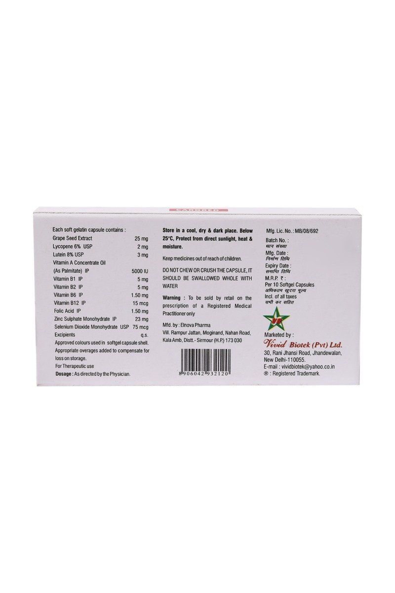 Carored Capsule 10's, Pack of 10 CapsuleS Carored Capsule 10's, Pack of 10 CapsuleS