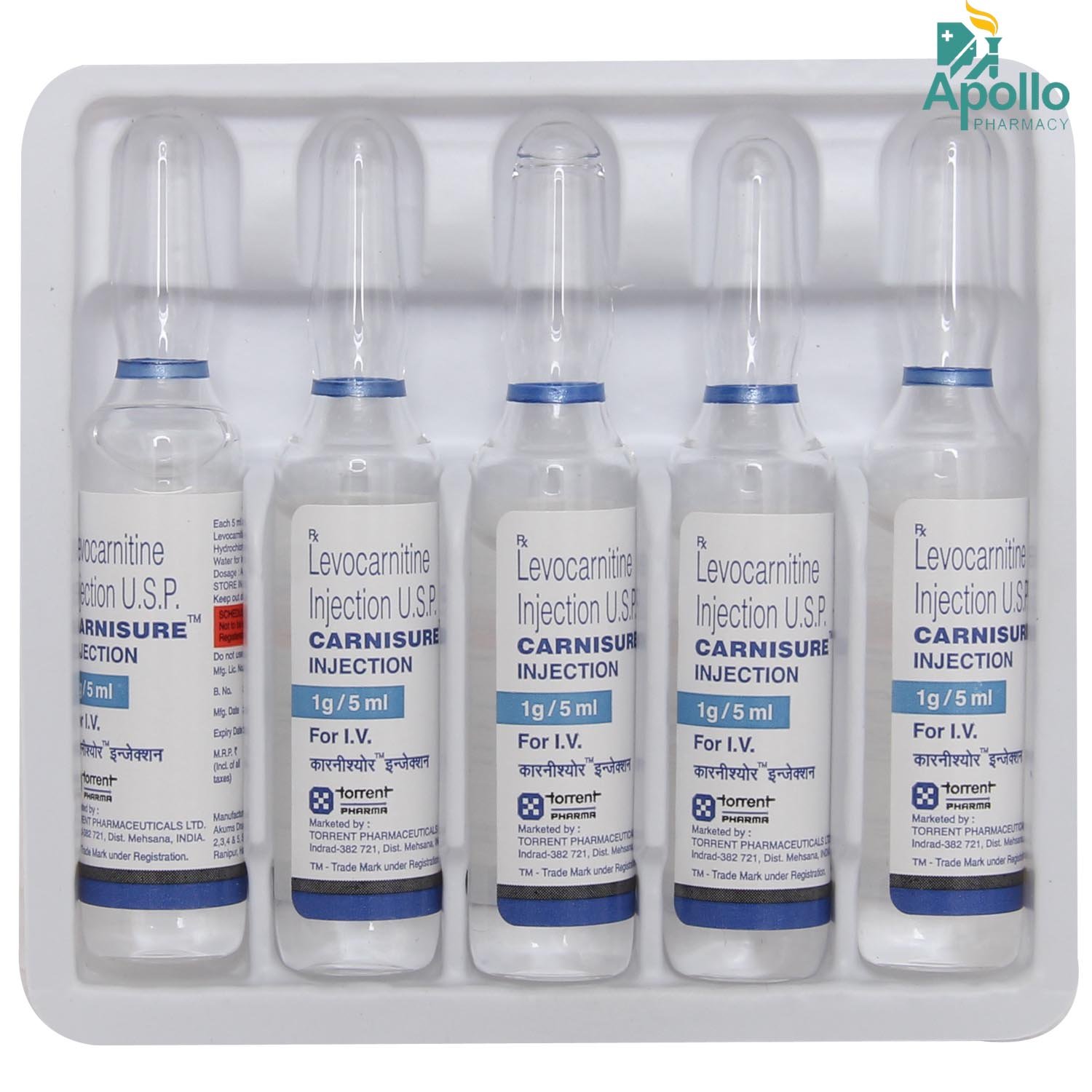 Carnisure 1 gm Injection 5 x 5 ml, Pack of 5 InjectionS Carnisure 1 gm Injection 5 x 5 ml, Pack of 5 InjectionS
