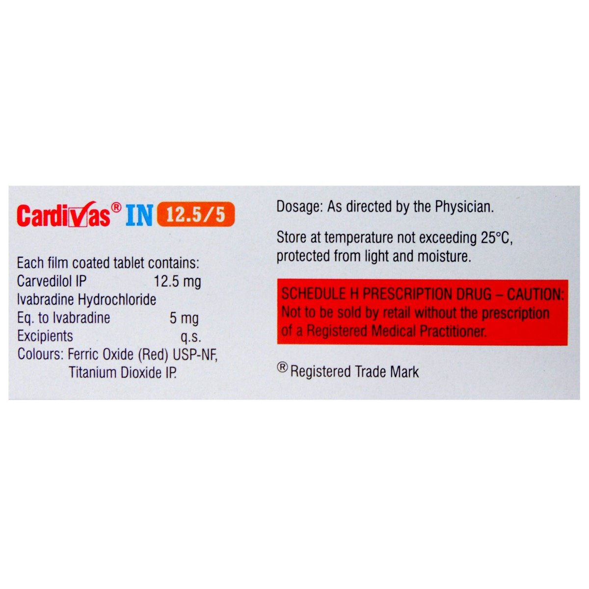 Cardivas IN 12.5 mg/5 mg Tablet 10's, Pack of 10 TabletS Cardivas IN 12.5 mg/5 mg Tablet 10's, Pack of 10 TabletS