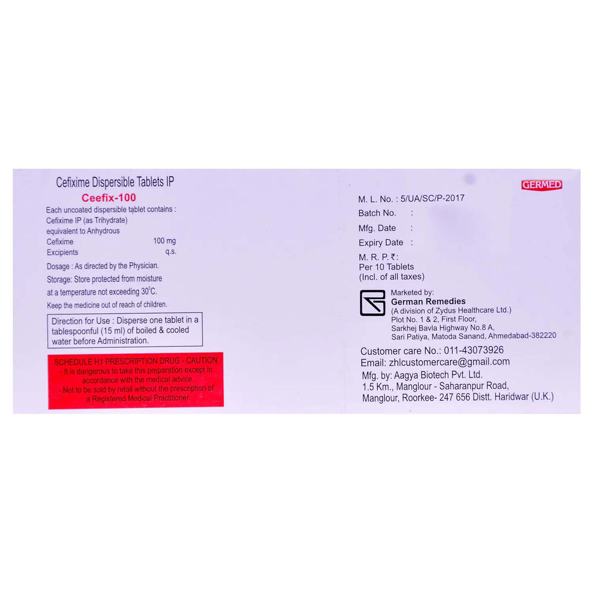 Ceefix-100 Tablet 10's, Pack of 10 TABLETS Ceefix-100 Tablet 10's, Pack of 10 TABLETS