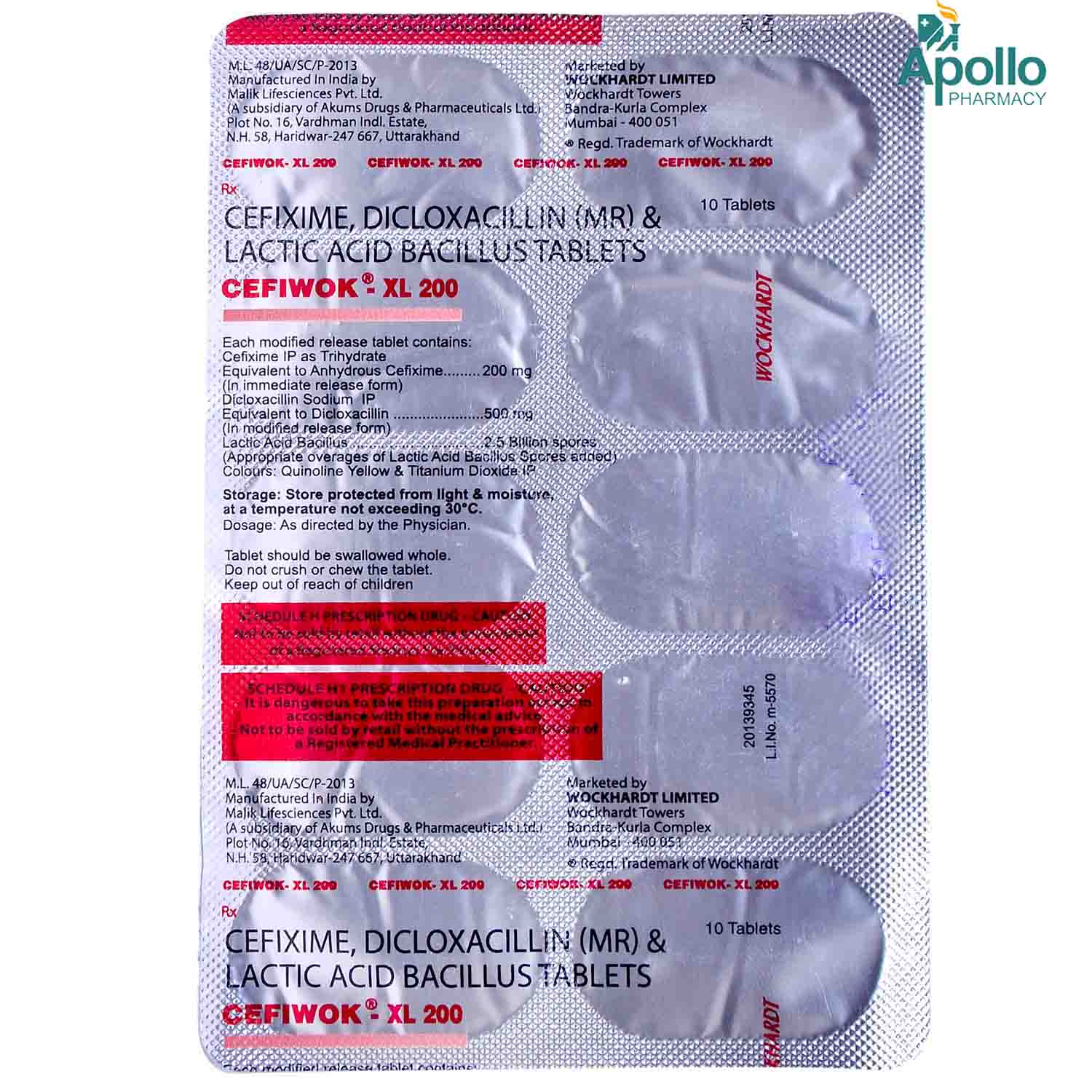 Cefiwok XL 200 Tablet 10's, Pack of 10 TABLETS Cefiwok XL 200 Tablet 10's, Pack of 10 TABLETS