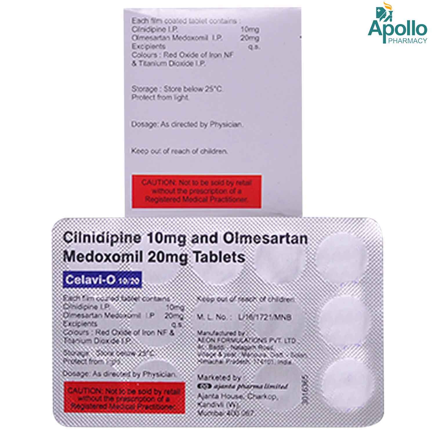 Celavi O 10 mg/20 mg Tablet 15's, Pack of 15 TABLETS Celavi O 10 mg/20 mg Tablet 15's, Pack of 15 TABLETS