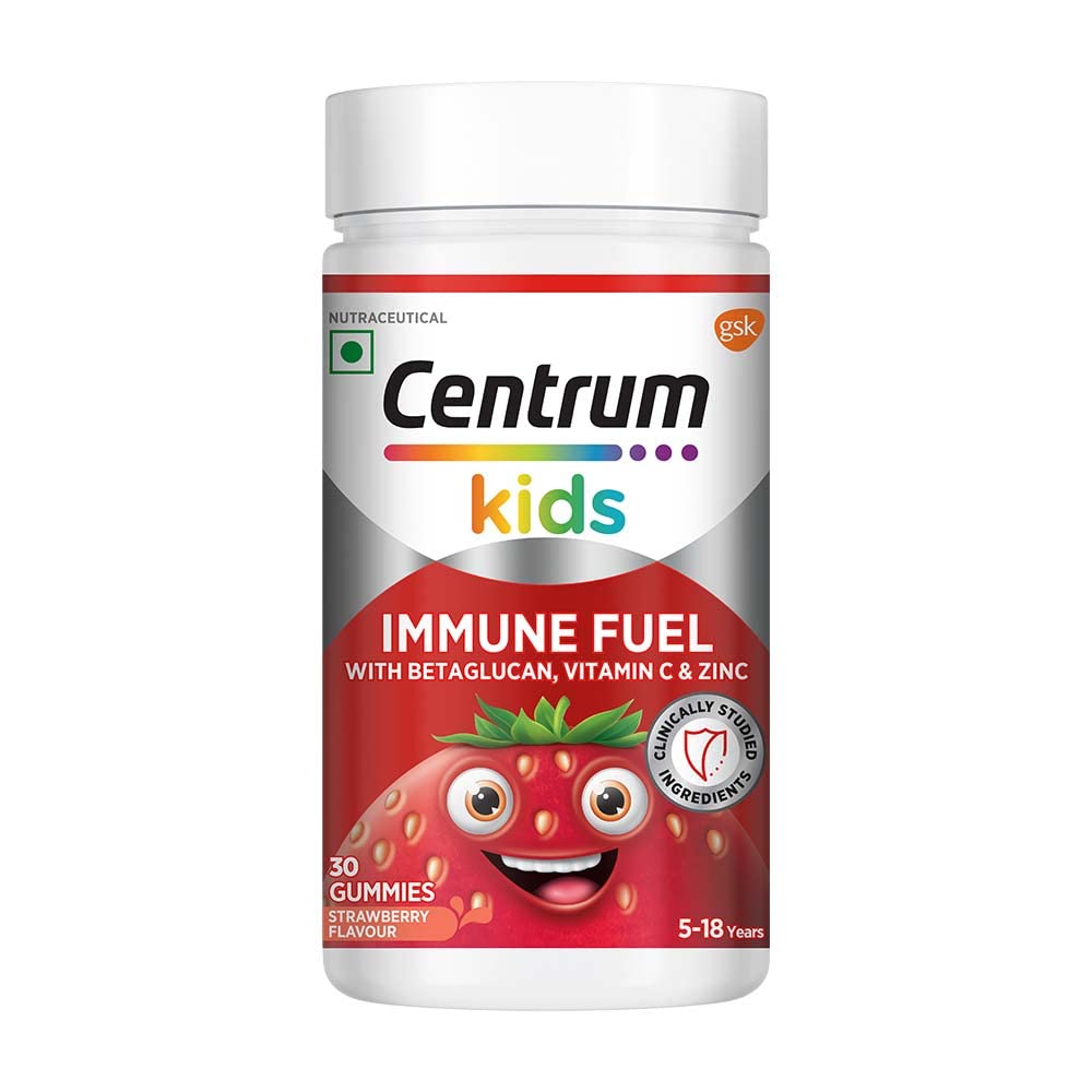 Centrum Kids Immune Fuel Strawberry Flavour with Betaglucan, Vitamin C & Zinc, 30 Gummies, Pack of 1 Centrum Kids Immune Fuel Strawberry Flavour with Betaglucan, Vitamin C & Zinc, 30 Gummies, Pack of 1