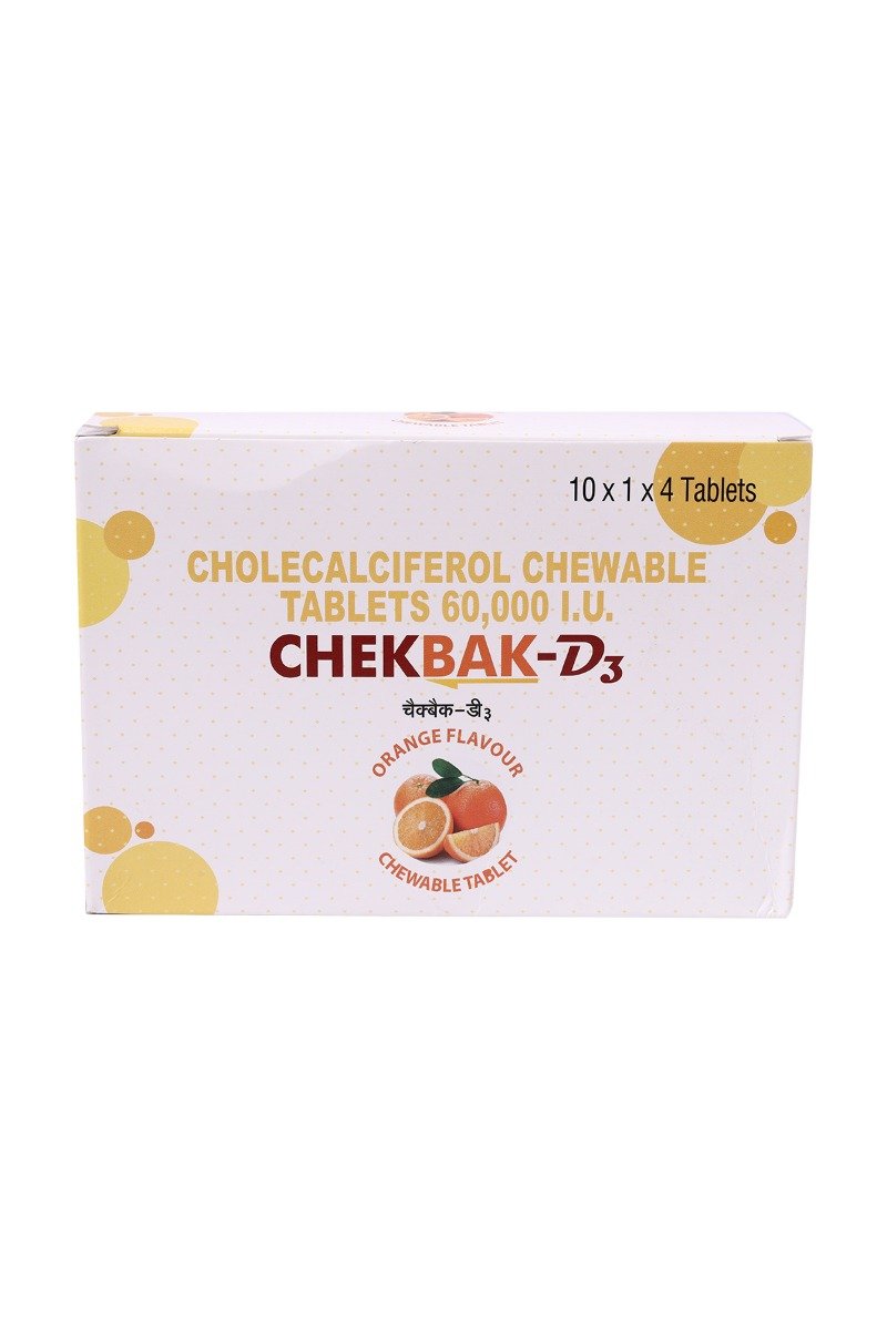 Chekbak-D3 Orange Flavour Chewable Tablet 4's, Pack of 4 Chekbak-D3 Orange Flavour Chewable Tablet 4's, Pack of 4