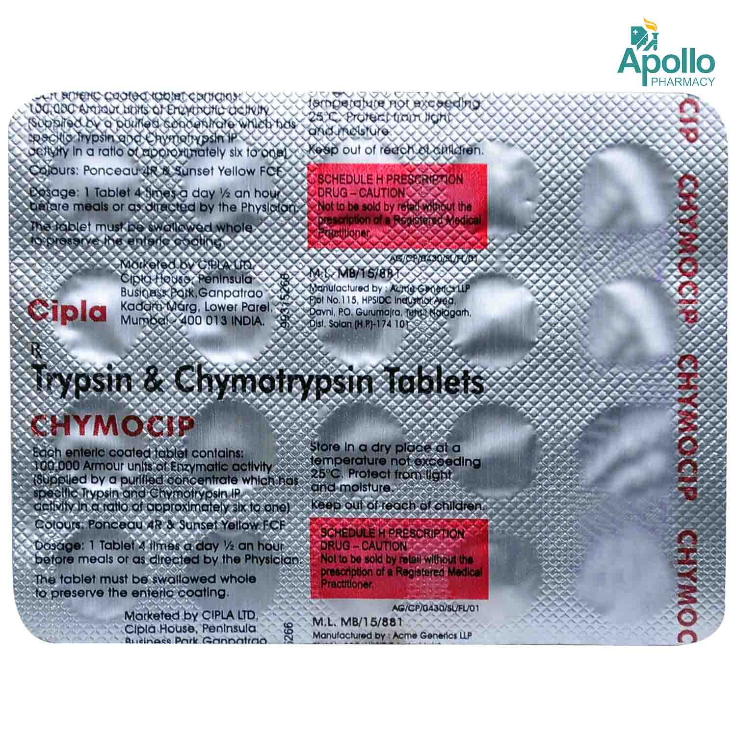 Chymocip Tablet 20's, Pack of 20 TabletS Chymocip Tablet 20's, Pack of 20 TabletS