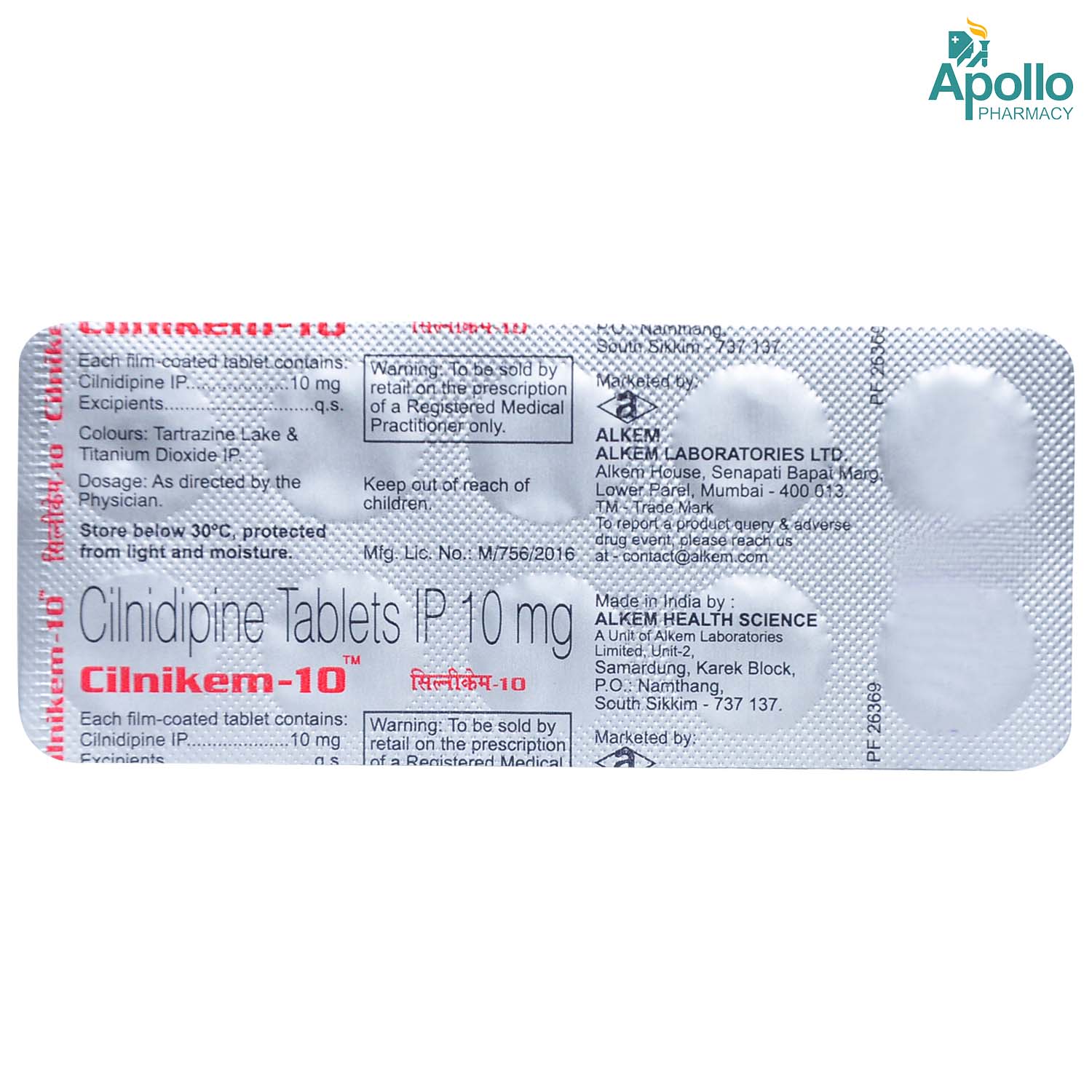Cilnikem-10 Tablet 10's, Pack of 10 TABLETS Cilnikem-10 Tablet 10's, Pack of 10 TABLETS