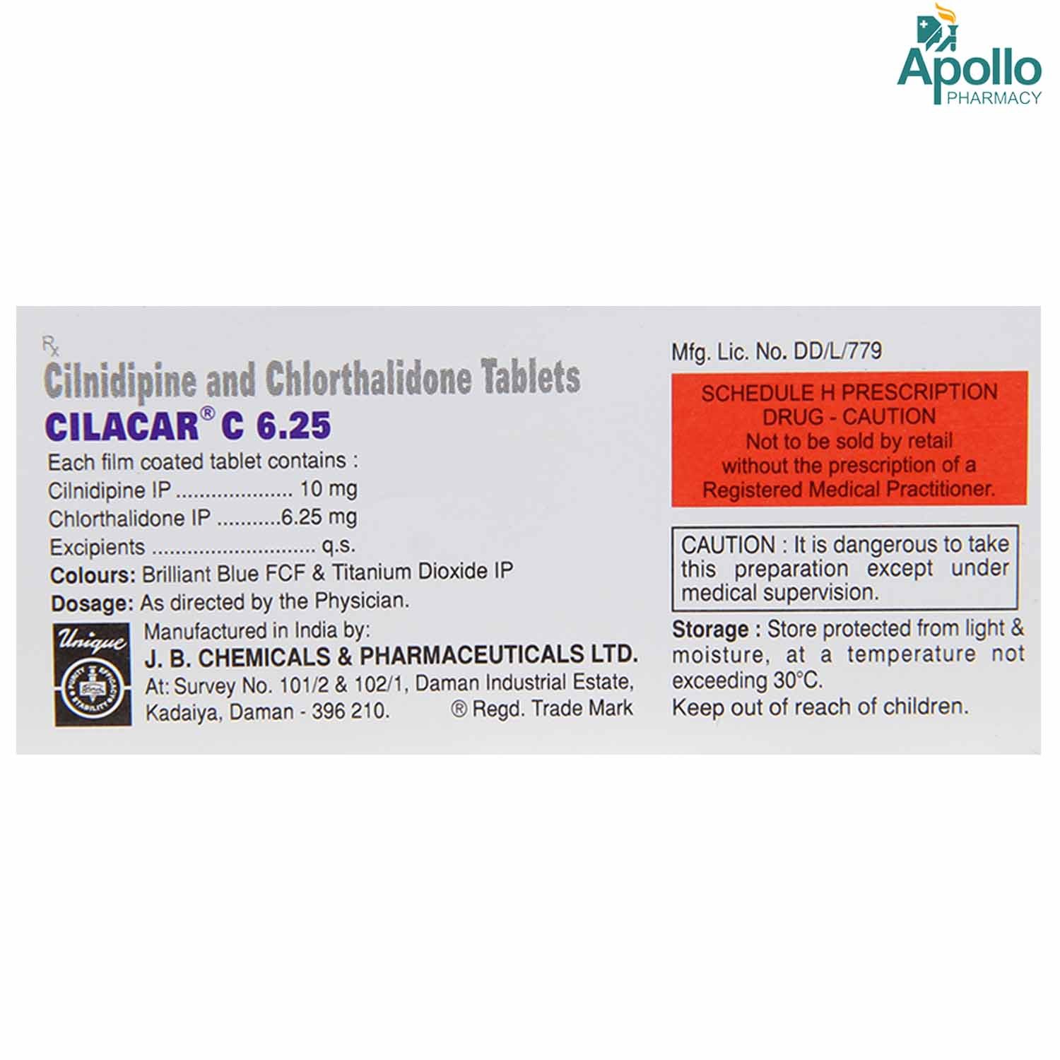 Cilacar C 6.25 Tablet 10's, Pack of 10 TABLETS Cilacar C 6.25 Tablet 10's, Pack of 10 TABLETS