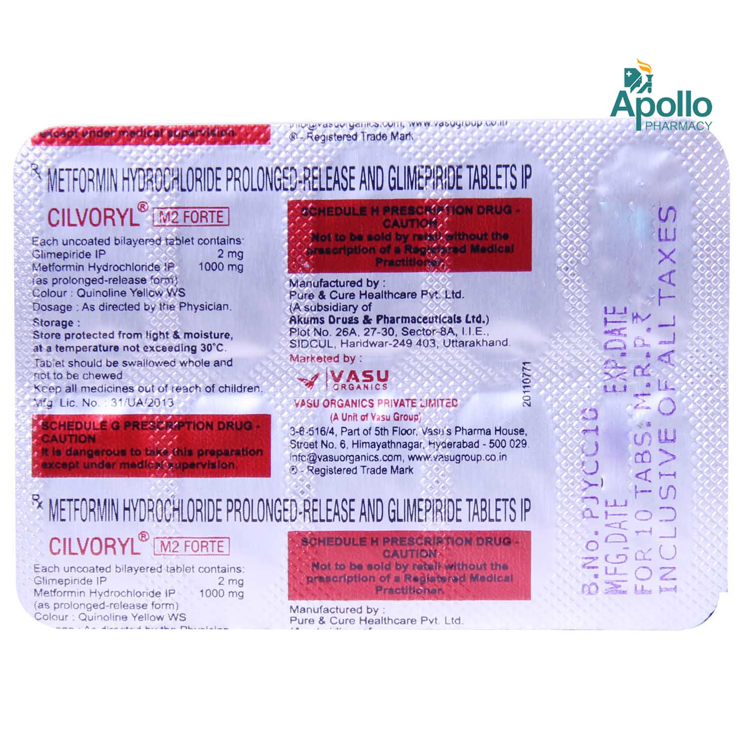 Cilvoryl M2 Forte Tablet 10's, Pack of 10 TabletS Cilvoryl M2 Forte Tablet 10's, Pack of 10 TabletS