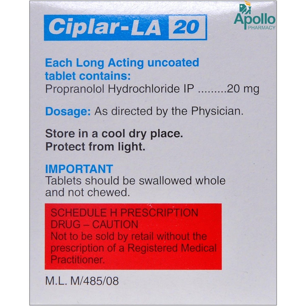 Ciplar-LA 20 Tablet 15's, Pack of 15 TABLETS Ciplar-LA 20 Tablet 15's, Pack of 15 TABLETS