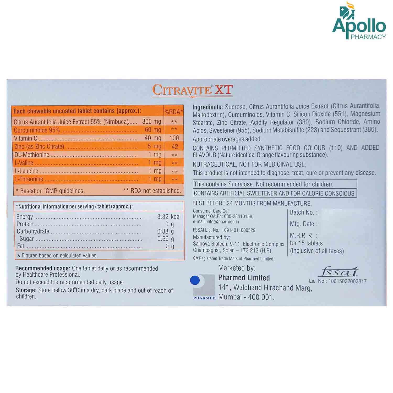 Citravite XT Orange Chewable Tablet 15's, Pack of 15 Citravite XT Orange Chewable Tablet 15's, Pack of 15