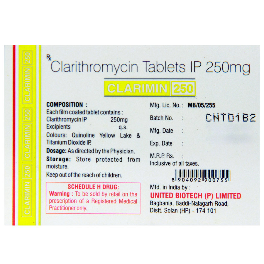Clarimin 250 mg Tablet 4's, Pack of 4 TabletS Clarimin 250 mg Tablet 4's, Pack of 4 TabletS