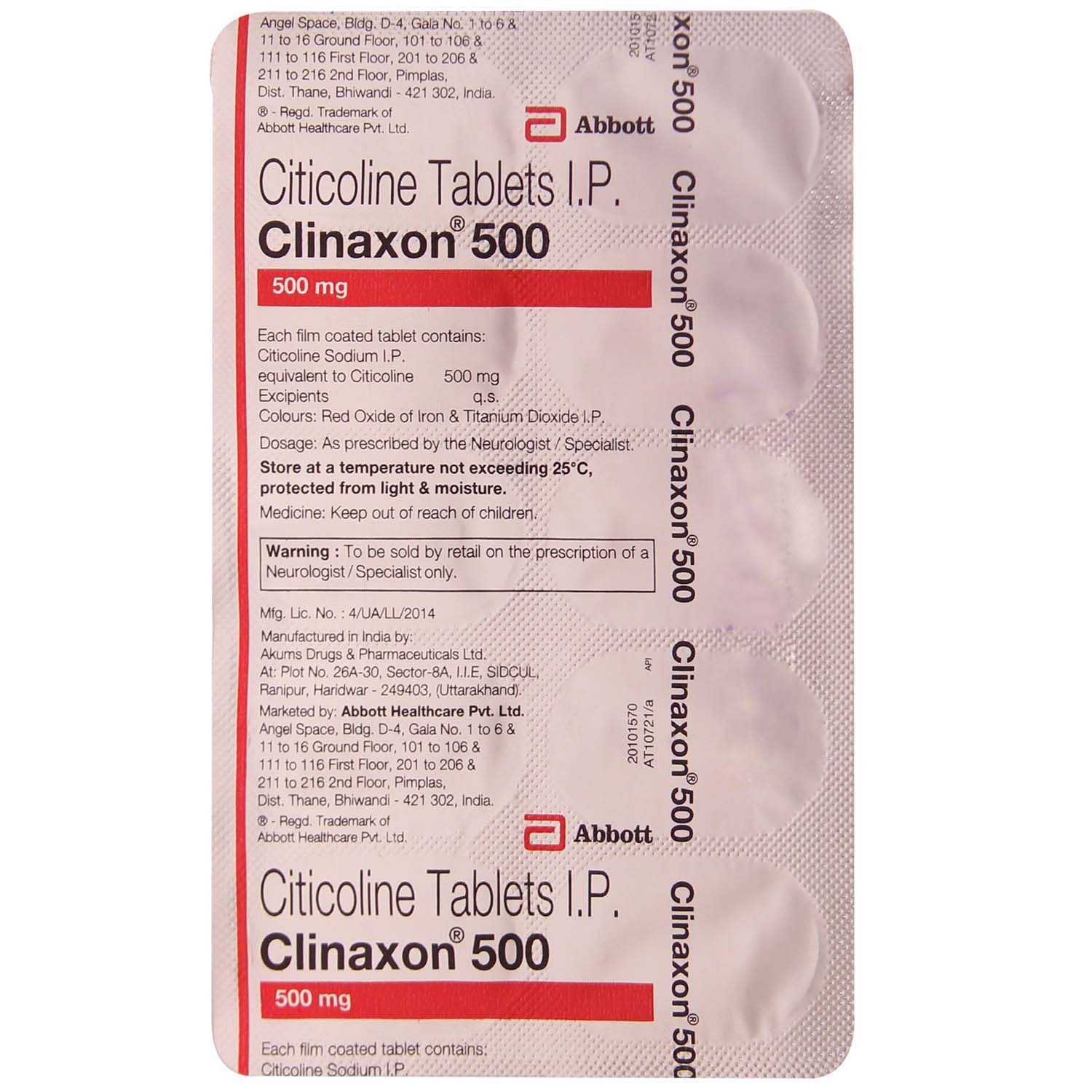 Clinaxon 500 mg Tablet 10's, Pack of 10 TabletS Clinaxon 500 mg Tablet 10's, Pack of 10 TabletS