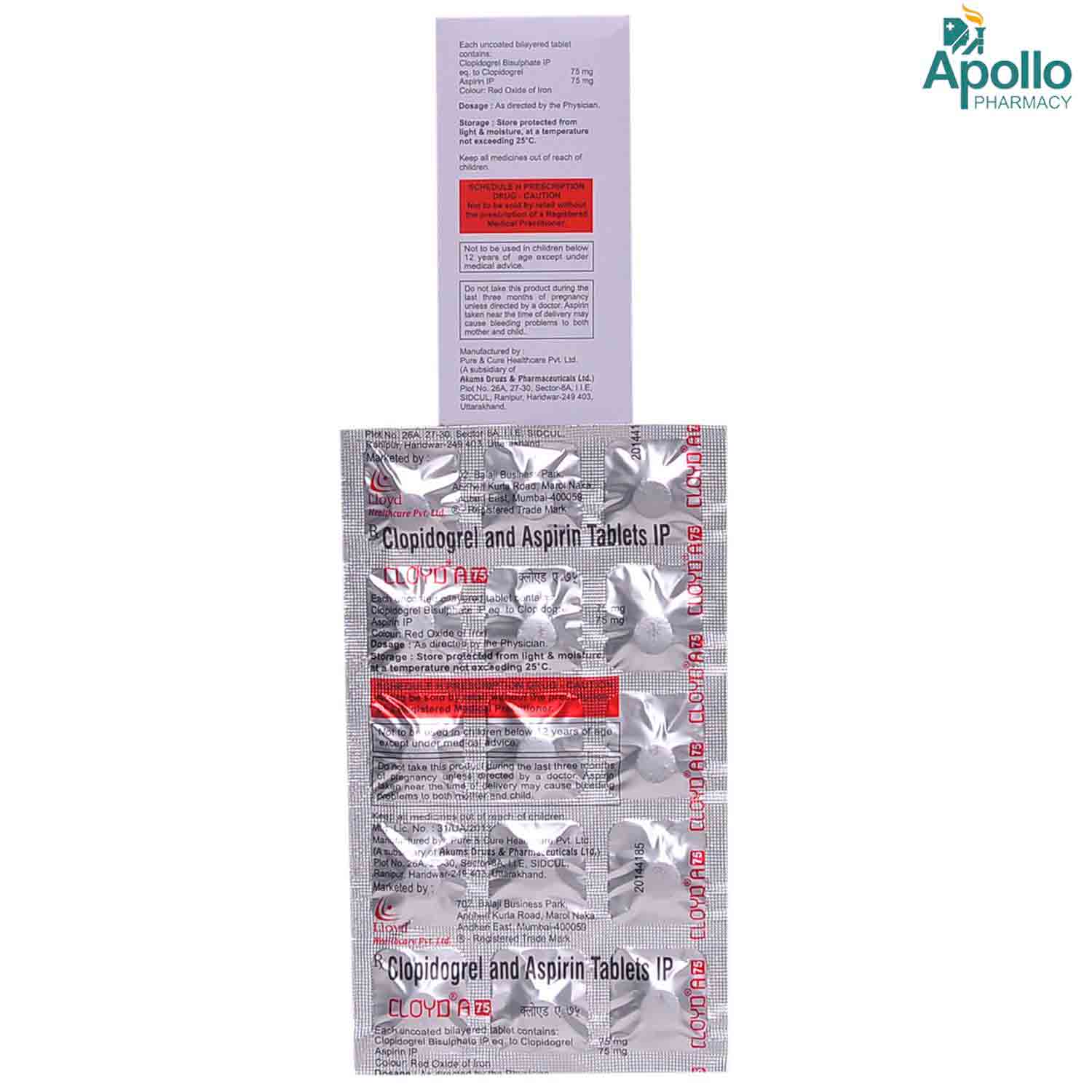 Cloyd A 75 Tablet 15's, Pack of 15 TABLETS Cloyd A 75 Tablet 15's, Pack of 15 TABLETS