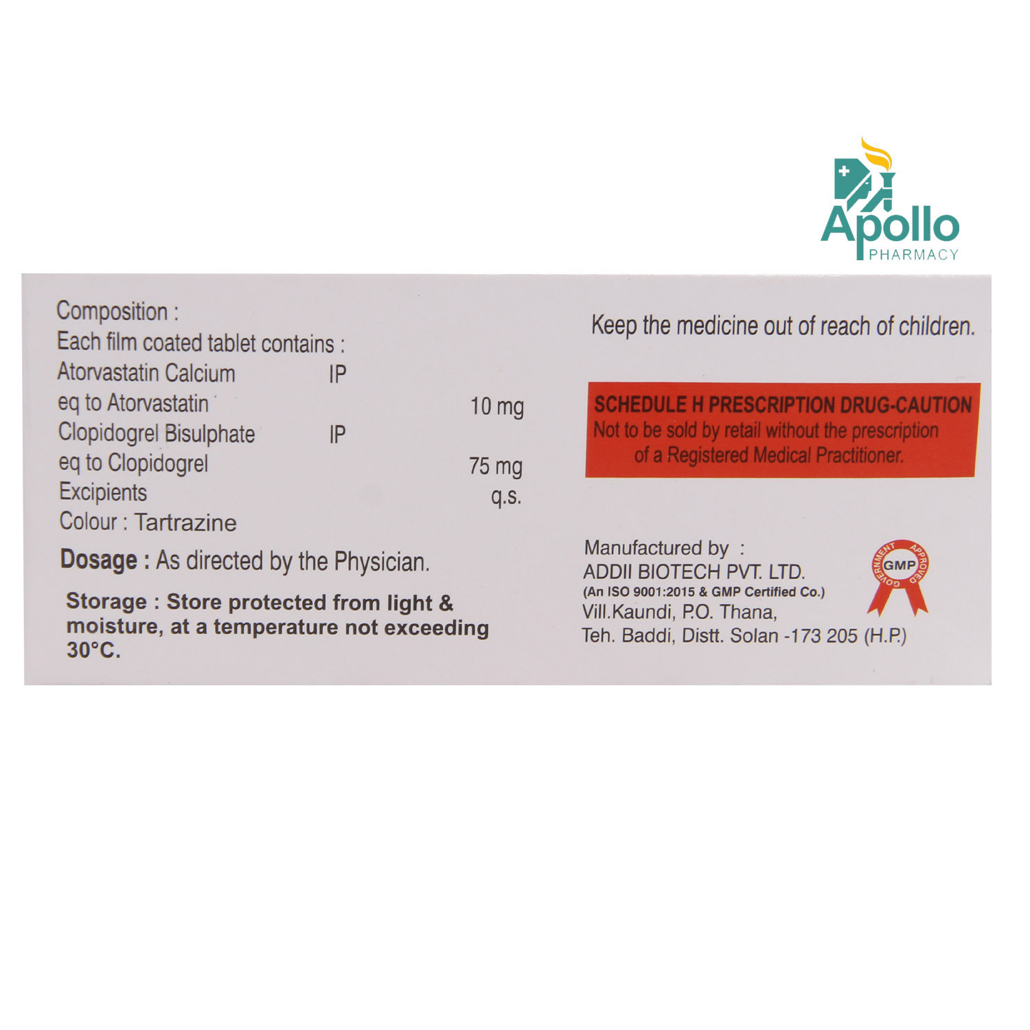 Clopiday CV 10 Tablet 10's, Pack of 10 TABLETS Clopiday CV 10 Tablet 10's, Pack of 10 TABLETS