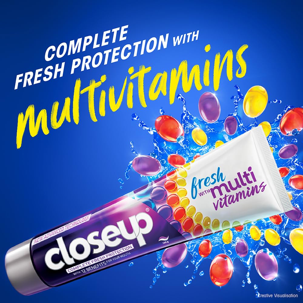 Closeup Complete Fresh Protection Toothpaste with Multivitamins, 150 gm, Pack of 1 Closeup Complete Fresh Protection Toothpaste with Multivitamins, 150 gm, Pack of 1