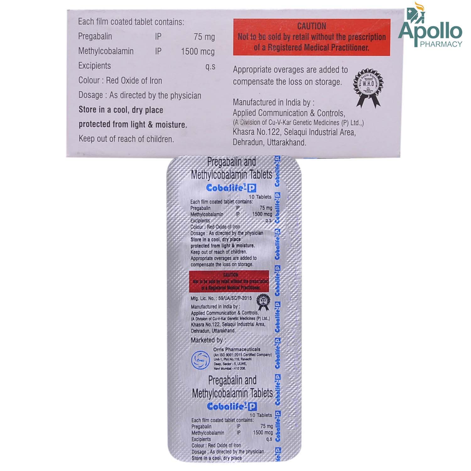 COBALIFE P 75MG TABLET 10'S, Pack of 10 TabletS COBALIFE P 75MG TABLET 10'S, Pack of 10 TabletS