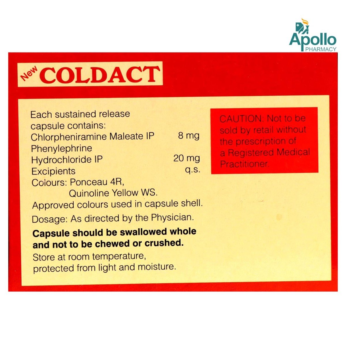 New Coldact Capsule 20's, Pack of 20 New Coldact Capsule 20's, Pack of 20