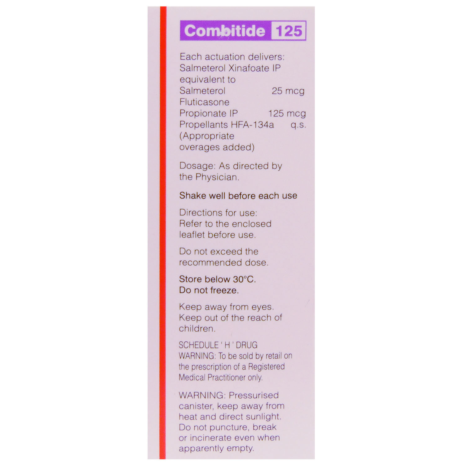 Combitide 125 Inhaler 120 mdi, Pack of 1 Combitide 125 Inhaler 120 mdi, Pack of 1
