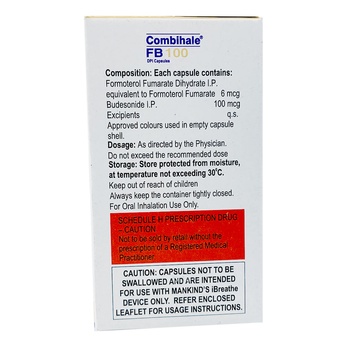Combihale FB 100 Redicaps 30's, Pack of 1 India Combihale FB 100 Redicaps 30's, Pack of 1 India