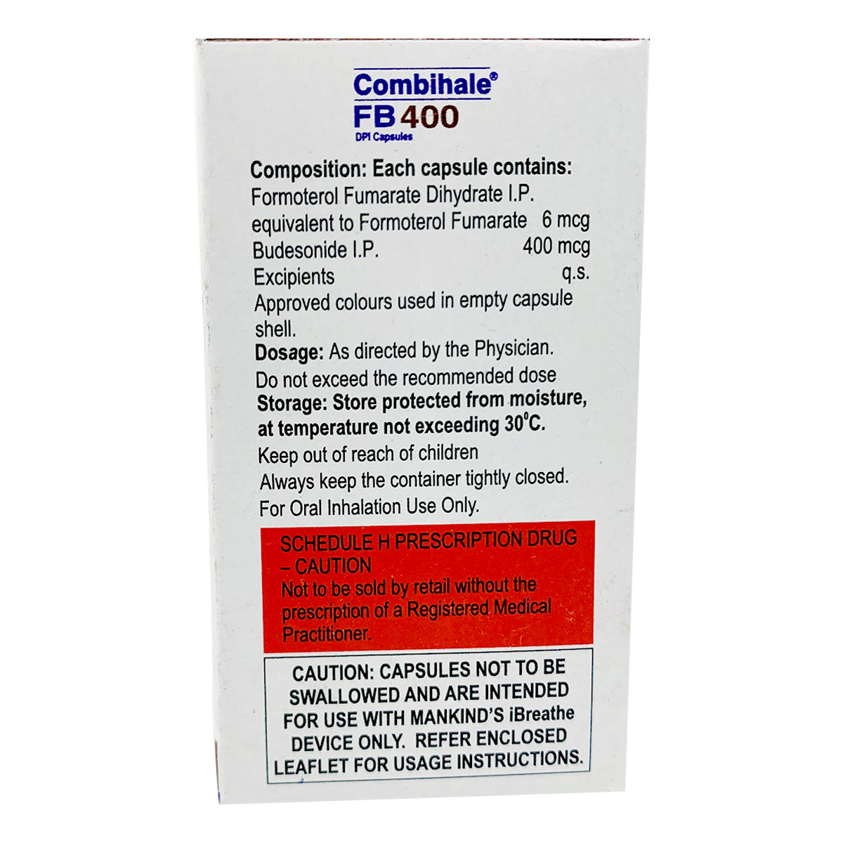 Combihale FB 400 DPI Capsule 30's, Pack of 1 Capsule Combihale FB 400 DPI Capsule 30's, Pack of 1 Capsule