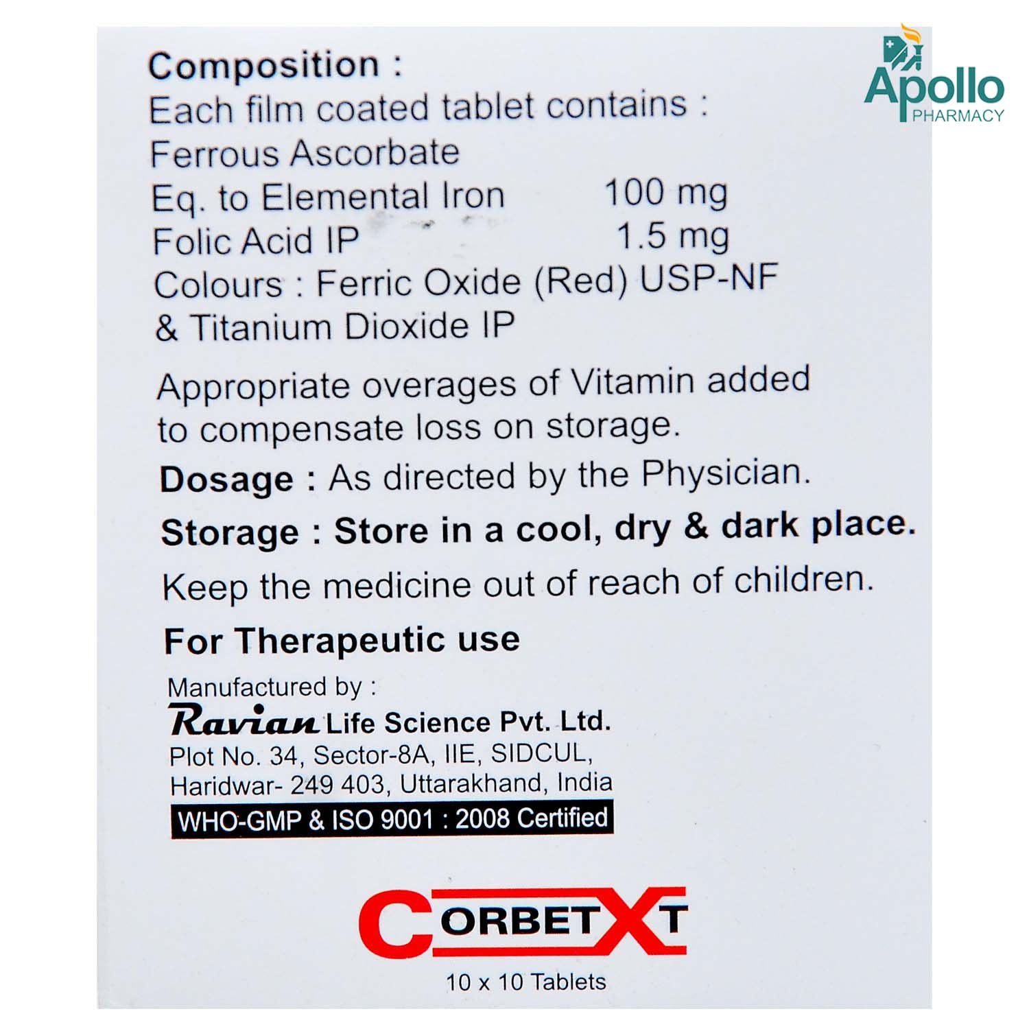 Corbet XT Tablet 10's, Pack of 10 TabletS Corbet XT Tablet 10's, Pack of 10 TabletS