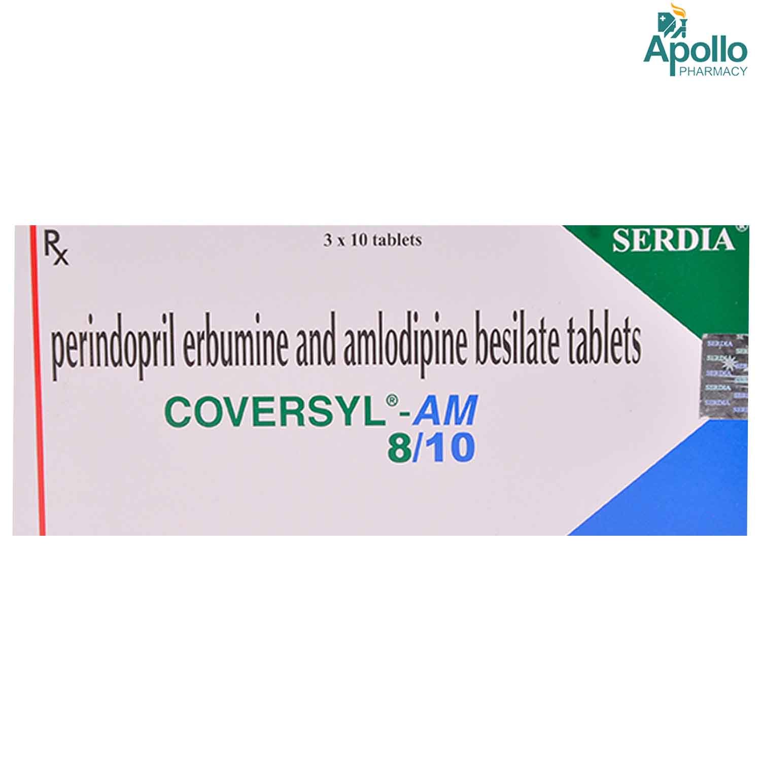 Coversyl-AM 8/10 Tablet 10's, Pack of 10 TABLETS Coversyl-AM 8/10 Tablet 10's, Pack of 10 TABLETS