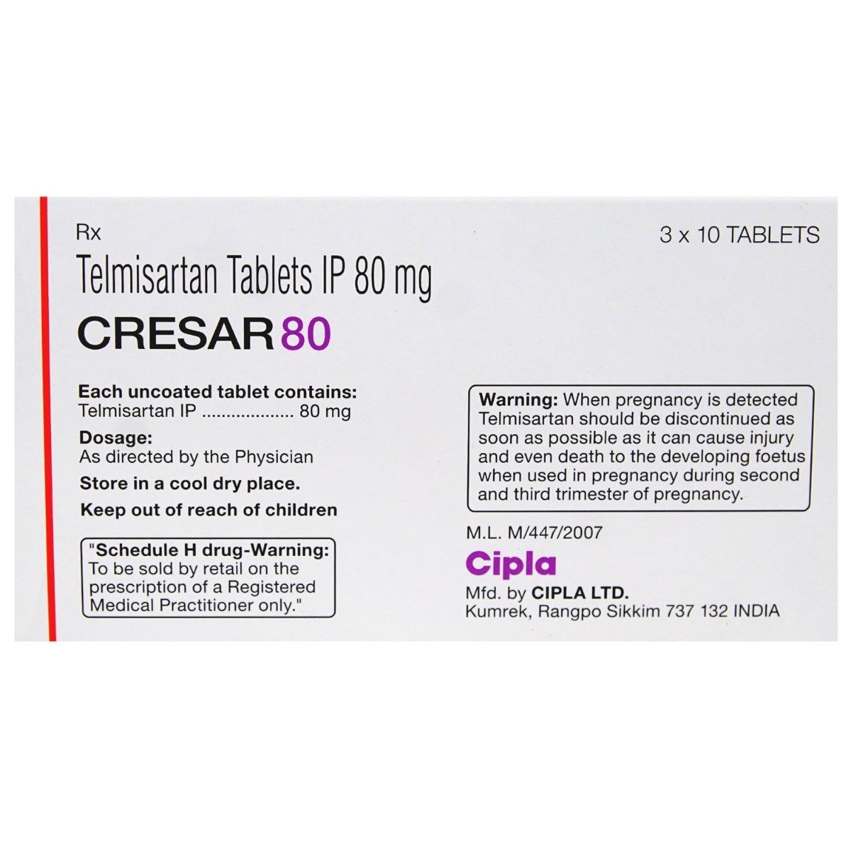 Cresar 80 Tablet 10's, Pack of 10 TABLETS Cresar 80 Tablet 10's, Pack of 10 TABLETS