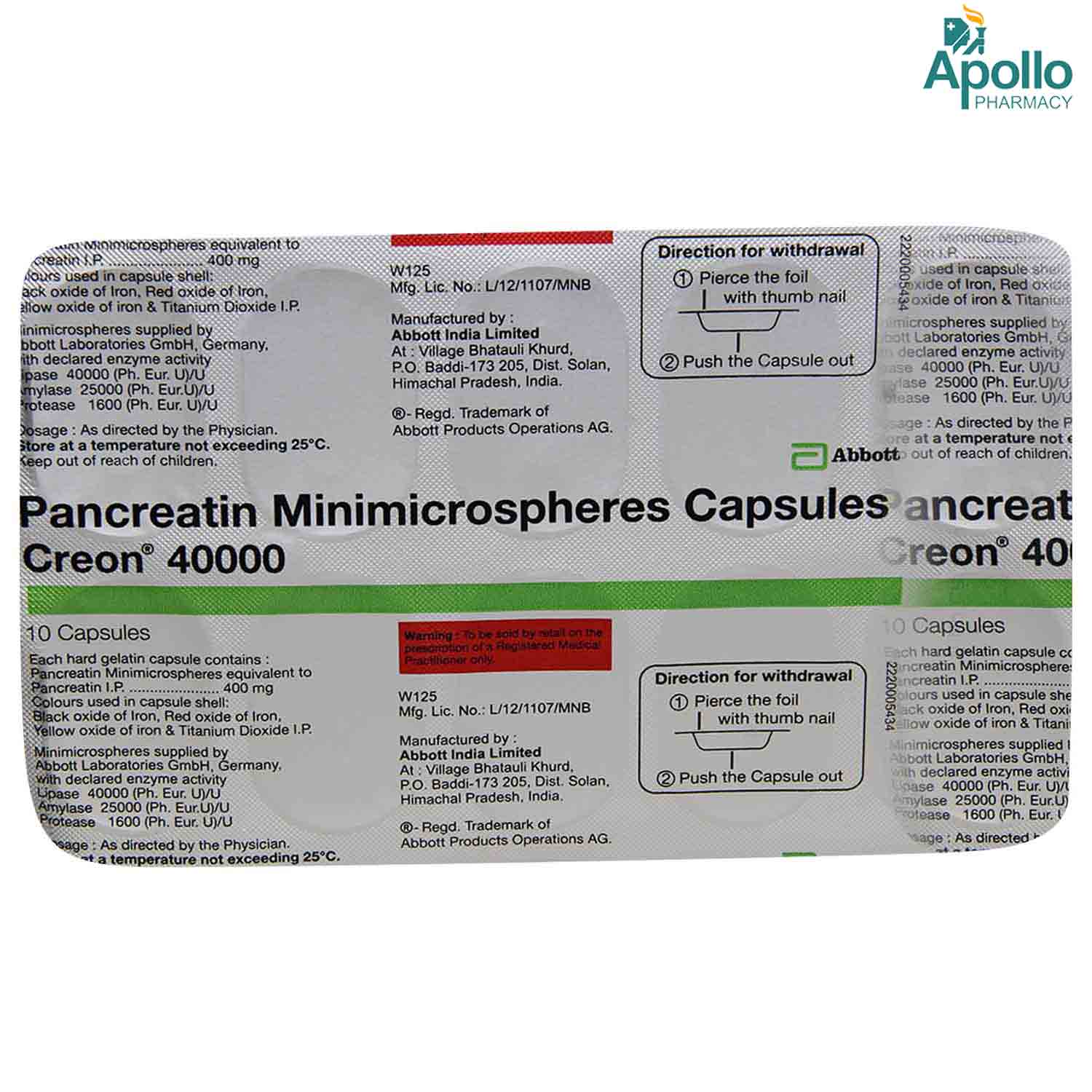 Creon 40000 Capsule 10's, Pack of 10 CAPSULES Creon 40000 Capsule 10's, Pack of 10 CAPSULES