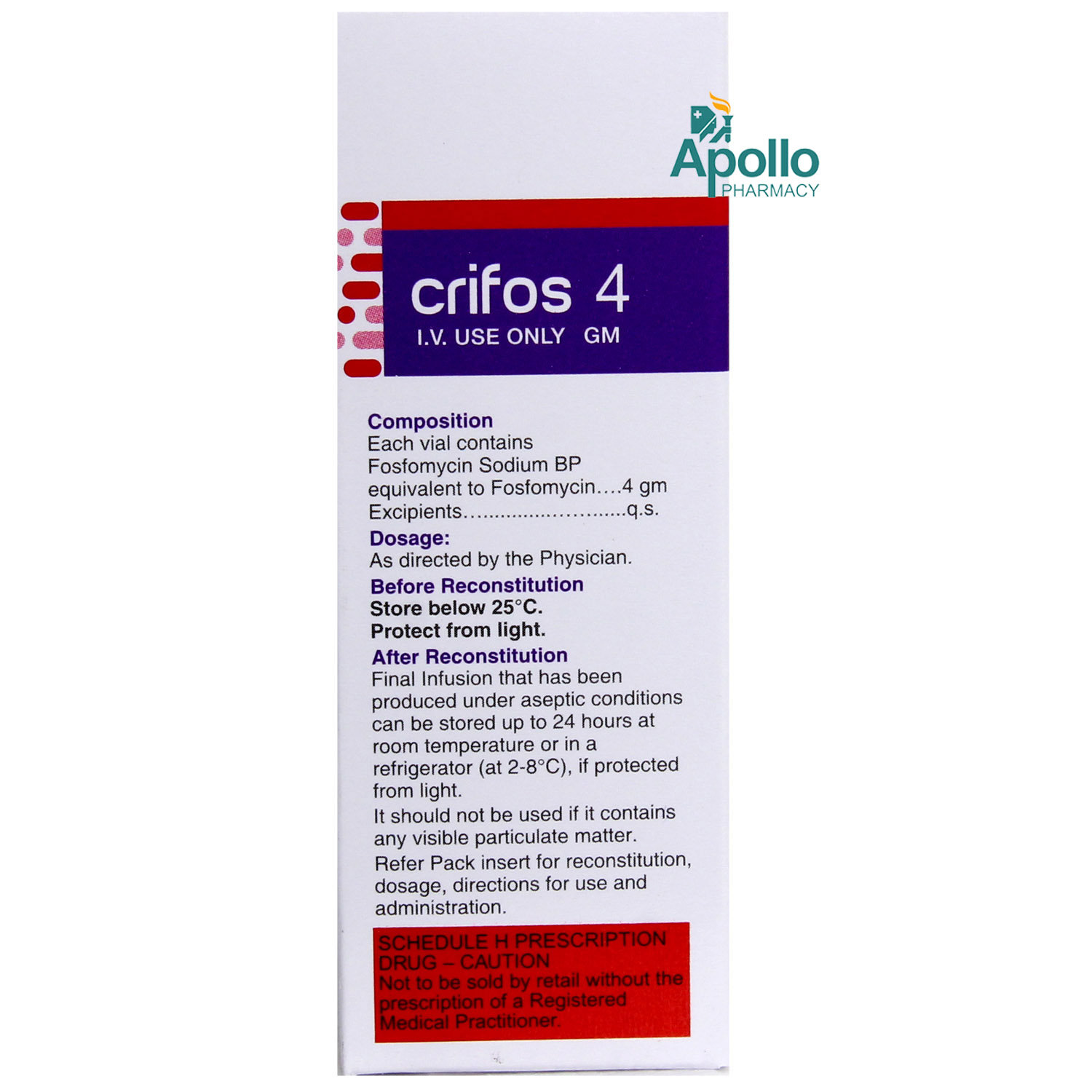CRIFOS 4GM INJECTION, Pack of 1 Injection CRIFOS 4GM INJECTION, Pack of 1 Injection