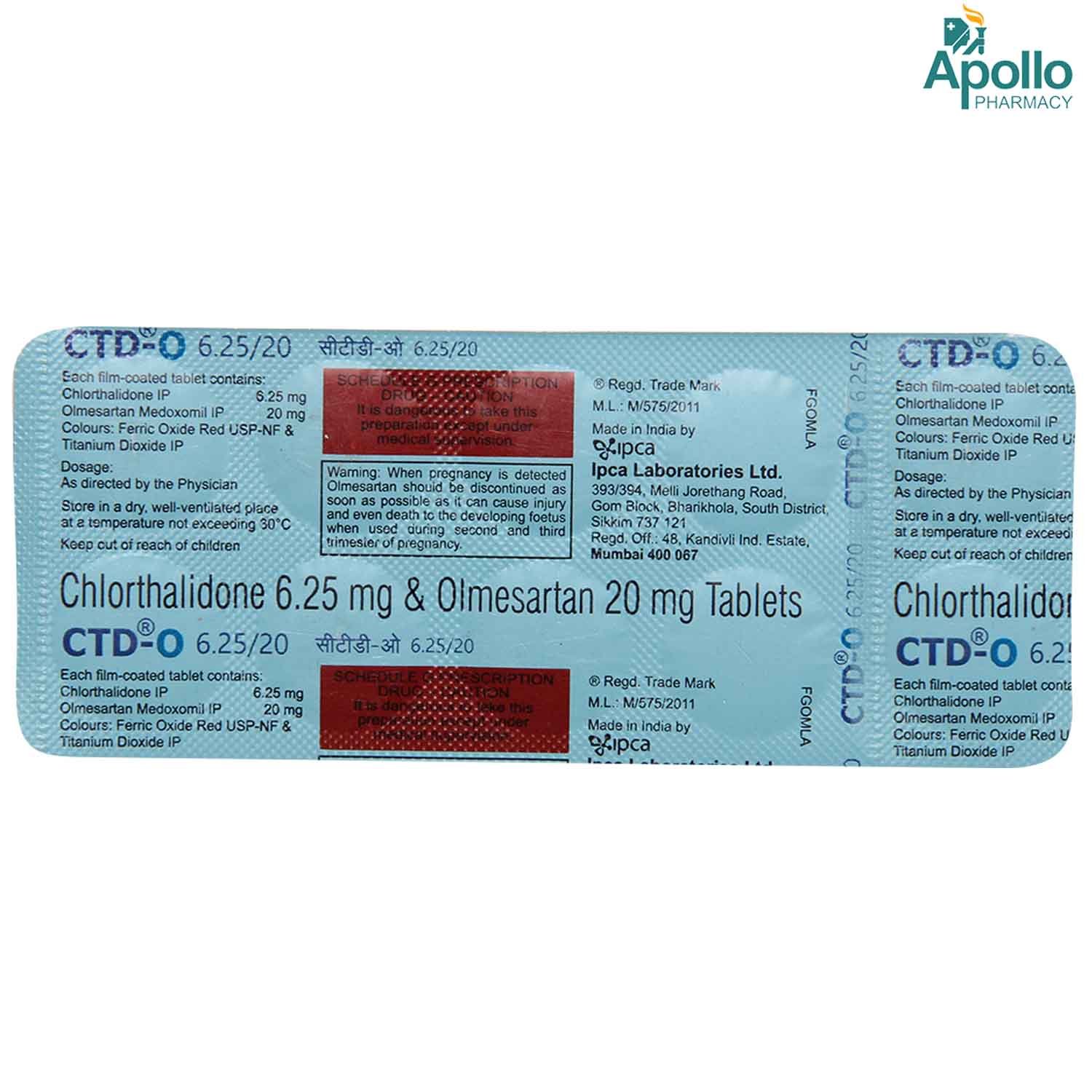 CTD O 6.25/20 Tablet 10's, Pack of 10 TABLETS CTD O 6.25/20 Tablet 10's, Pack of 10 TABLETS