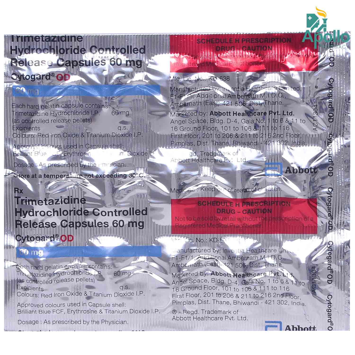 Cytogard OD 60 mg Capsule 15's, Pack of 15 CAPSULES Cytogard OD 60 mg Capsule 15's, Pack of 15 CAPSULES