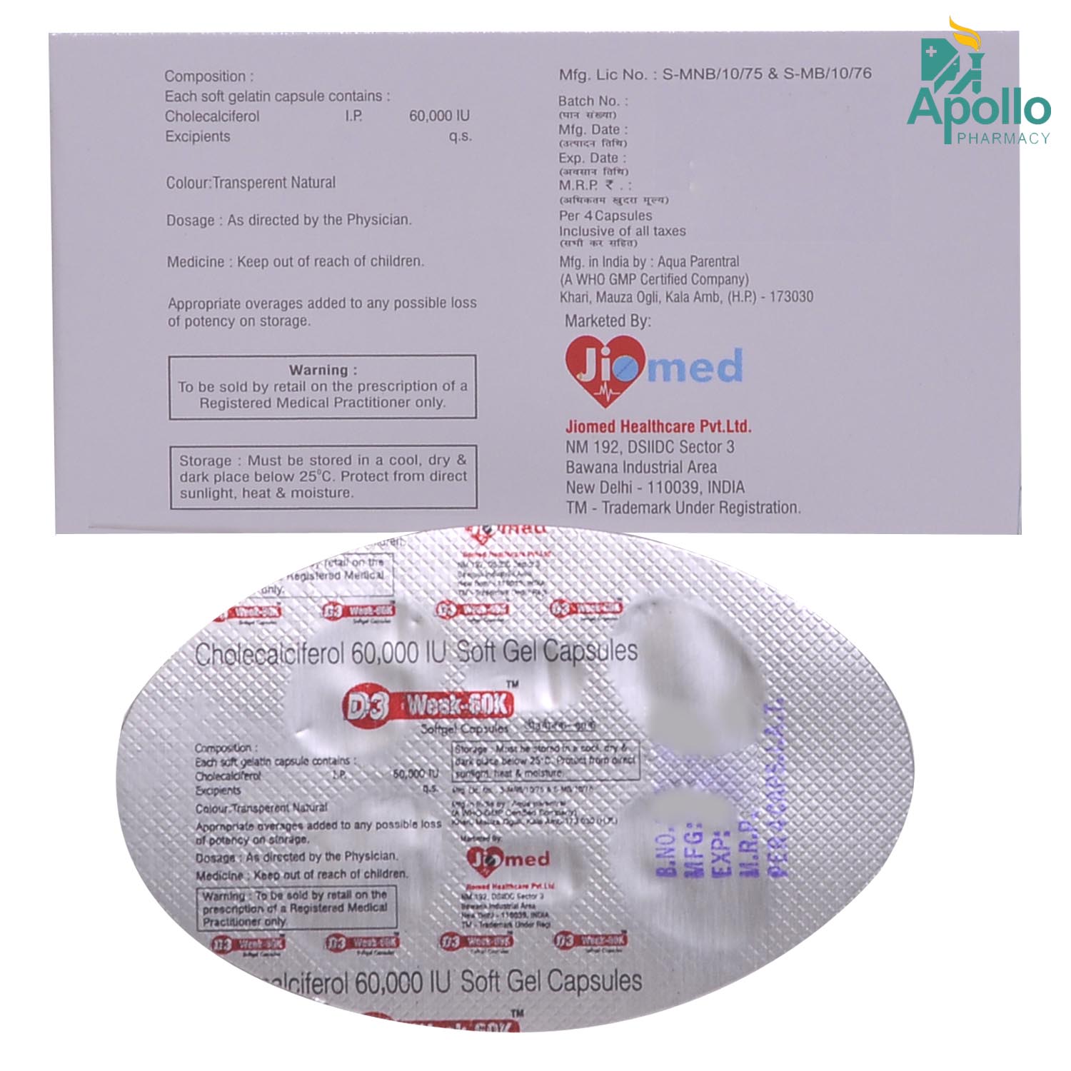 D3 Week-60K Capsule 4's, Pack of 4 D3 Week-60K Capsule 4's, Pack of 4