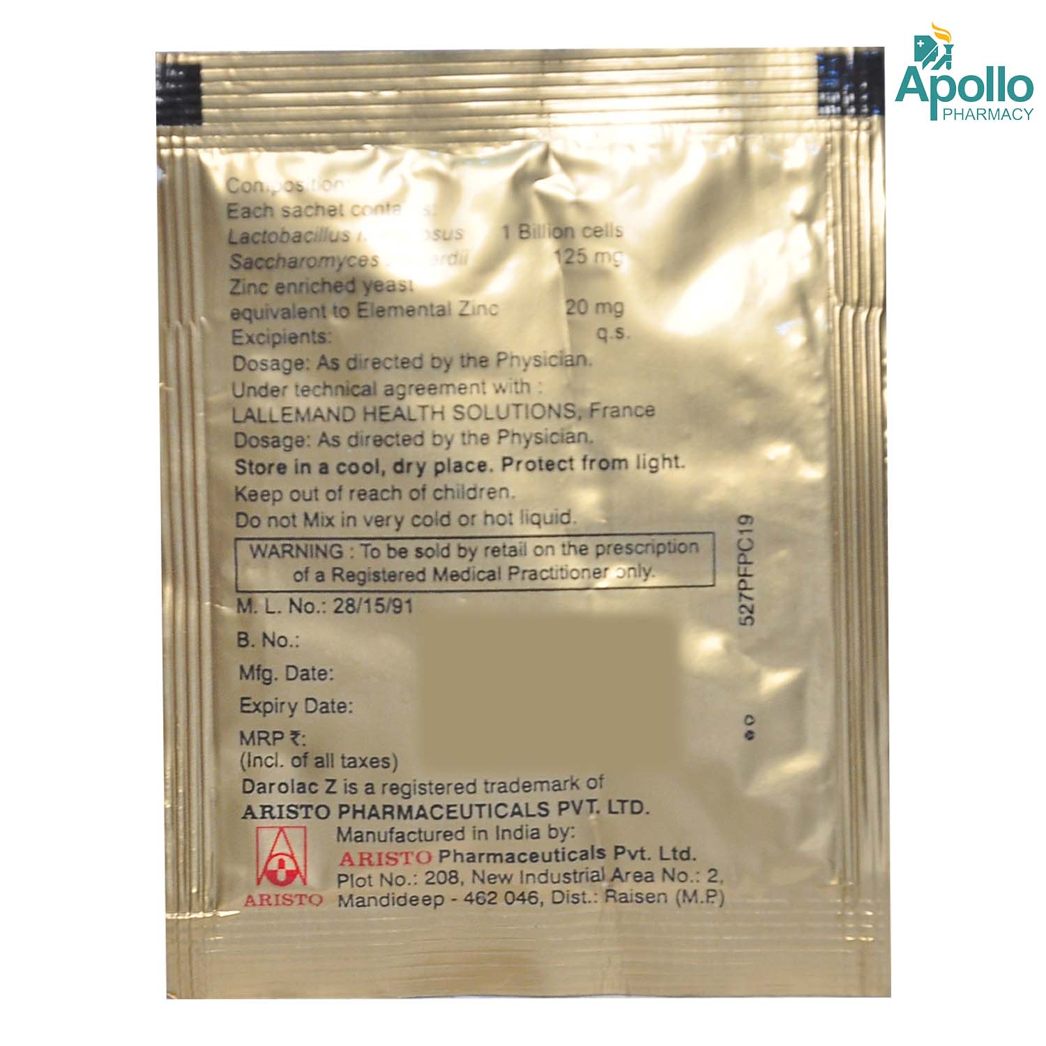 Darolac-Z Sachet 2 gm, Pack of 1 SACHET Darolac-Z Sachet 2 gm, Pack of 1 SACHET