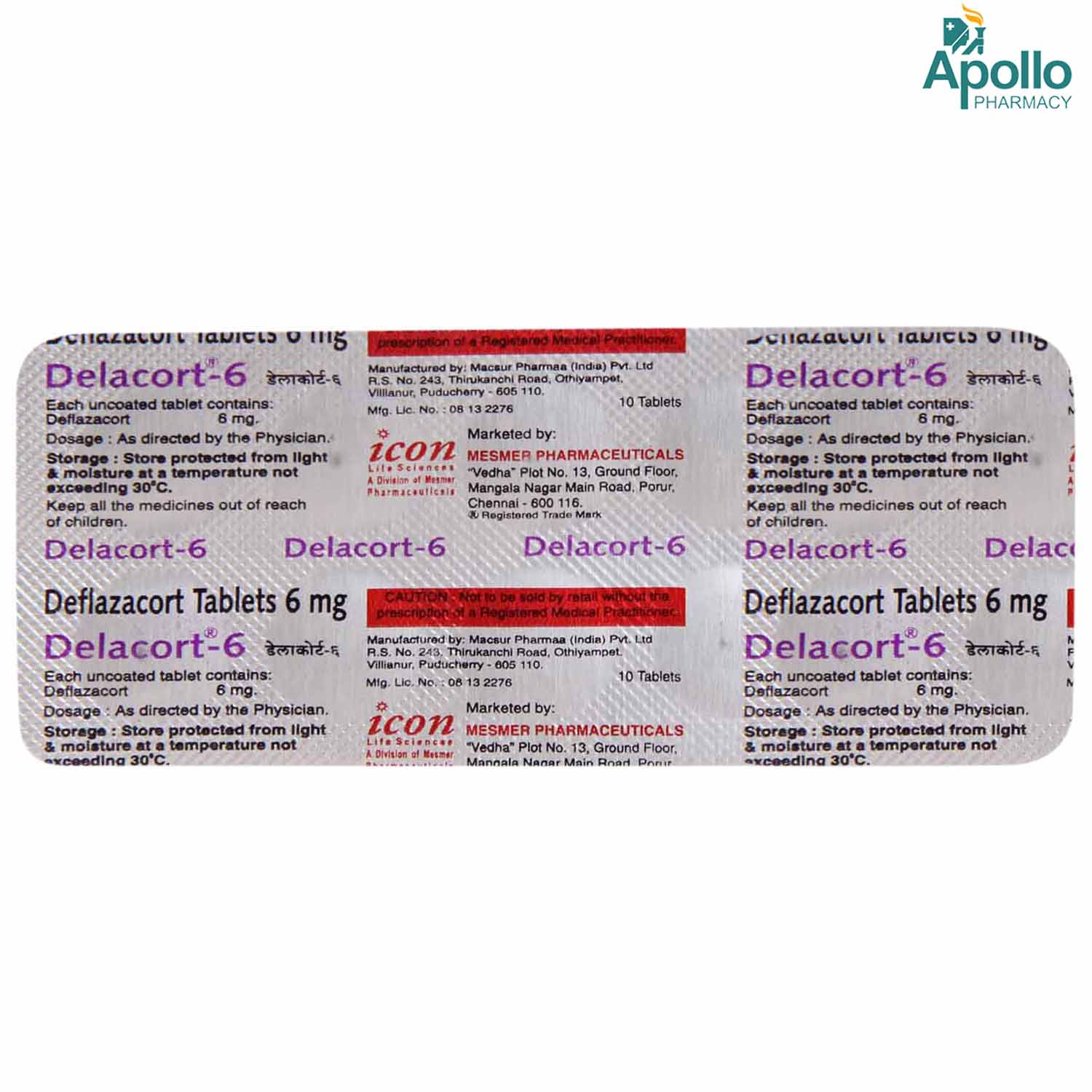 Delacort 6 Tablet 10's, Pack of 10 TABLETS Delacort 6 Tablet 10's, Pack of 10 TABLETS