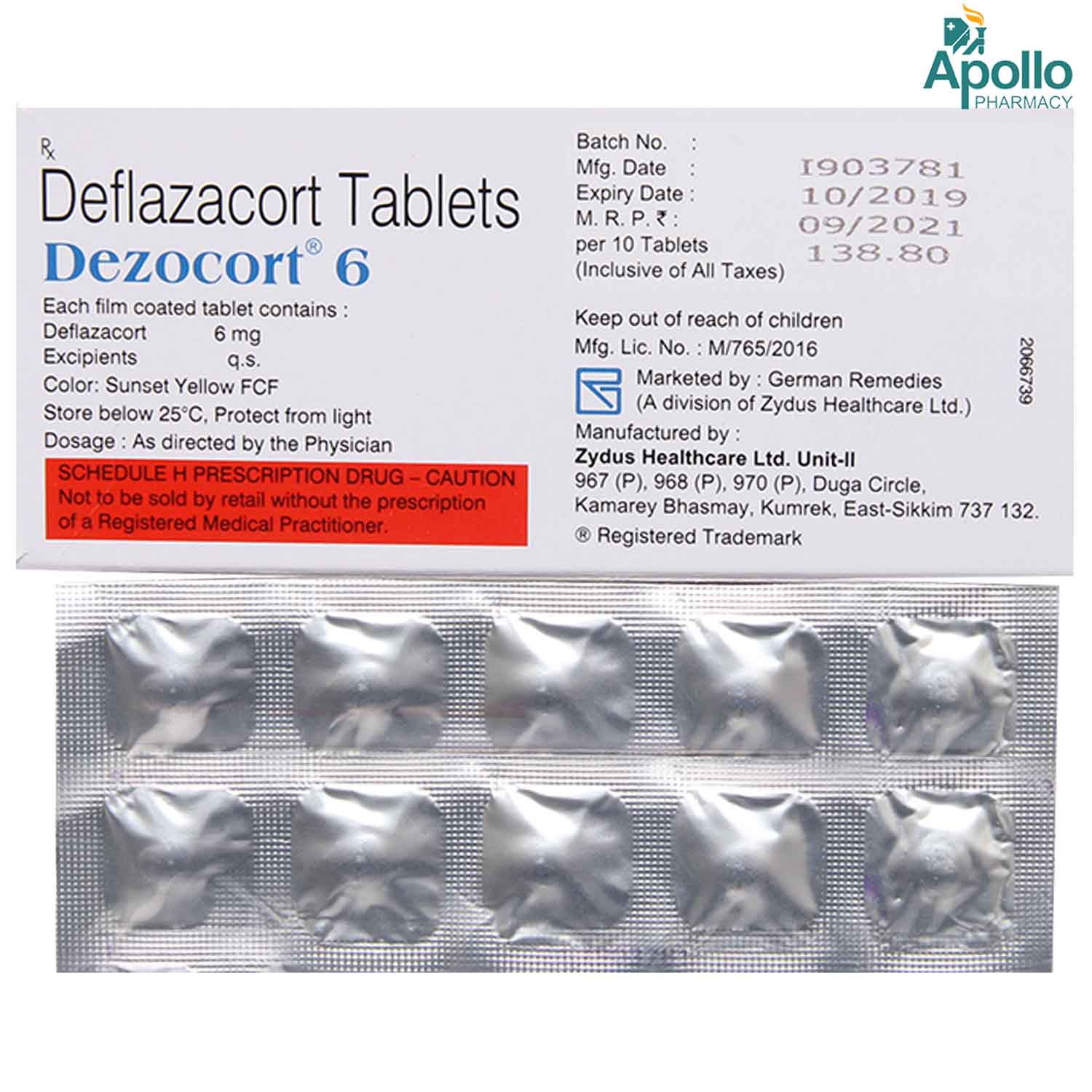 Dezocort 6 mg Tablet 10's, Pack of 10 TABLETS Dezocort 6 mg Tablet 10's, Pack of 10 TABLETS