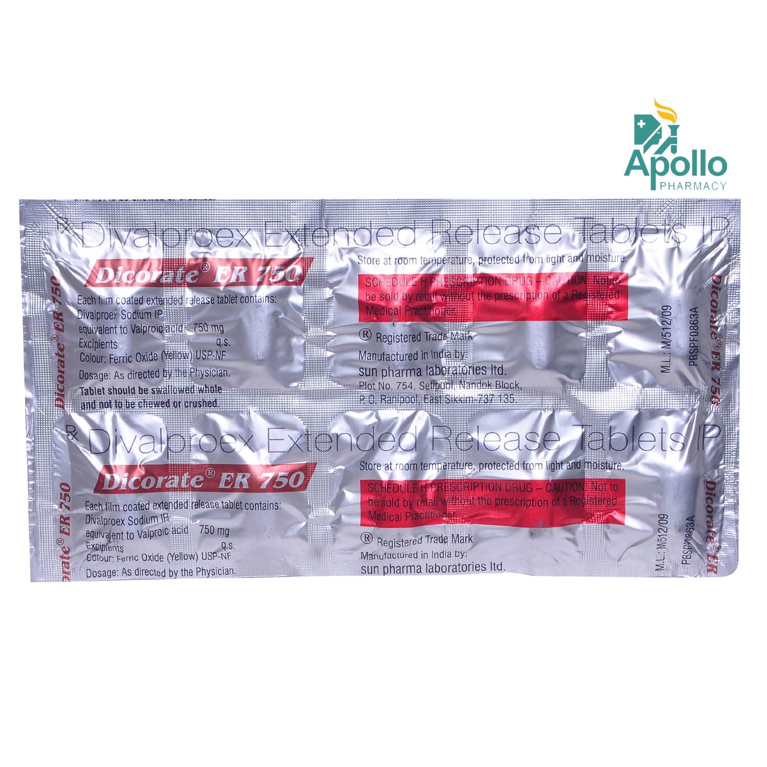 Dicorate ER 750 Tablet 10's, Pack of 10 TABLETS Dicorate ER 750 Tablet 10's, Pack of 10 TABLETS