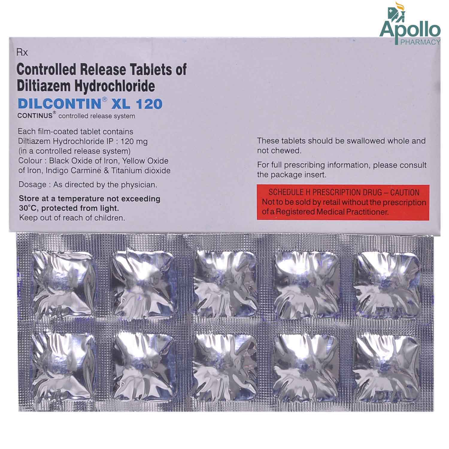 Dilcontin XL 120 Tablet 10's, Pack of 10 TabletS Dilcontin XL 120 Tablet 10's, Pack of 10 TabletS