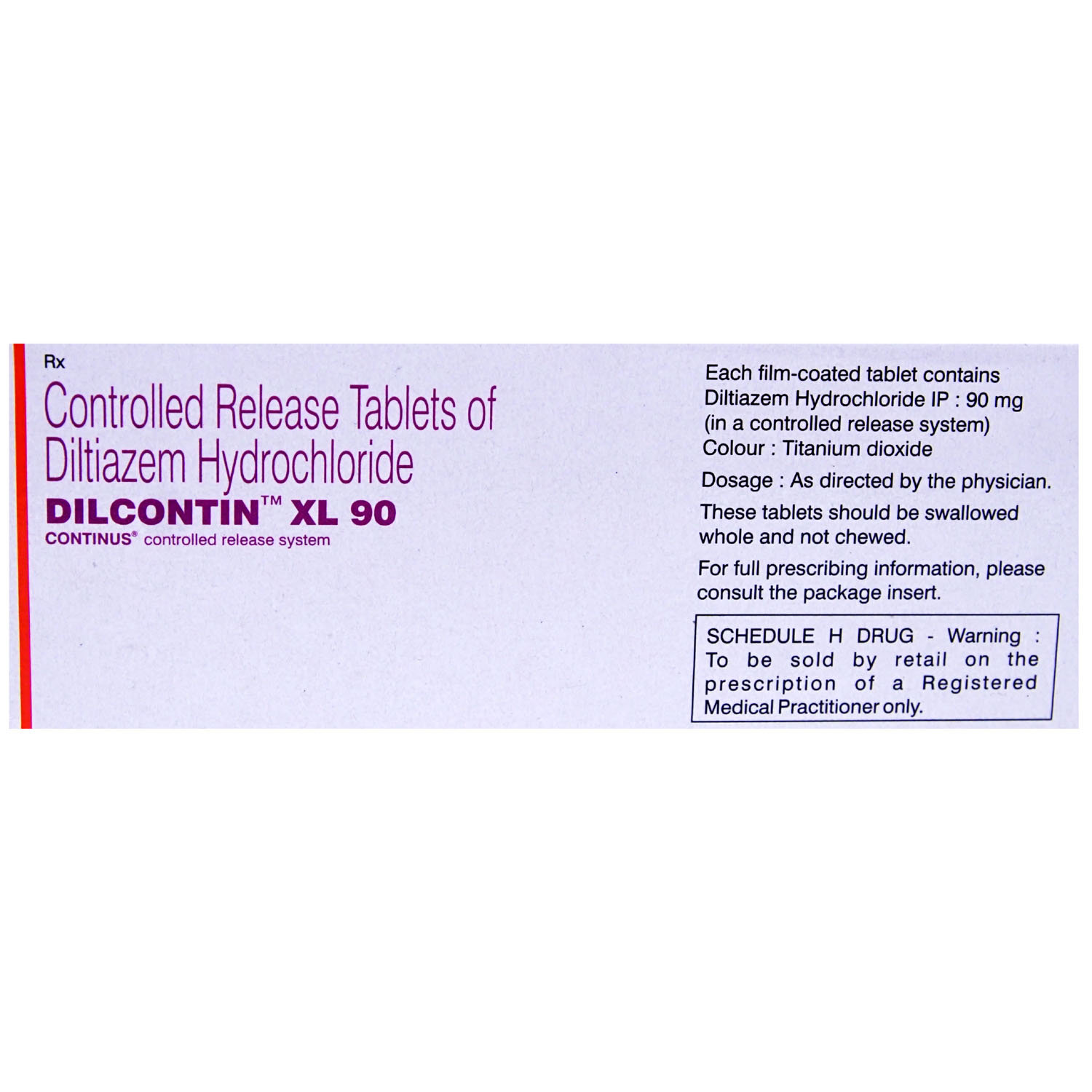 Dilcontin XL 90 Tablet 10's, Pack of 10 TABLETS Dilcontin XL 90 Tablet 10's, Pack of 10 TABLETS