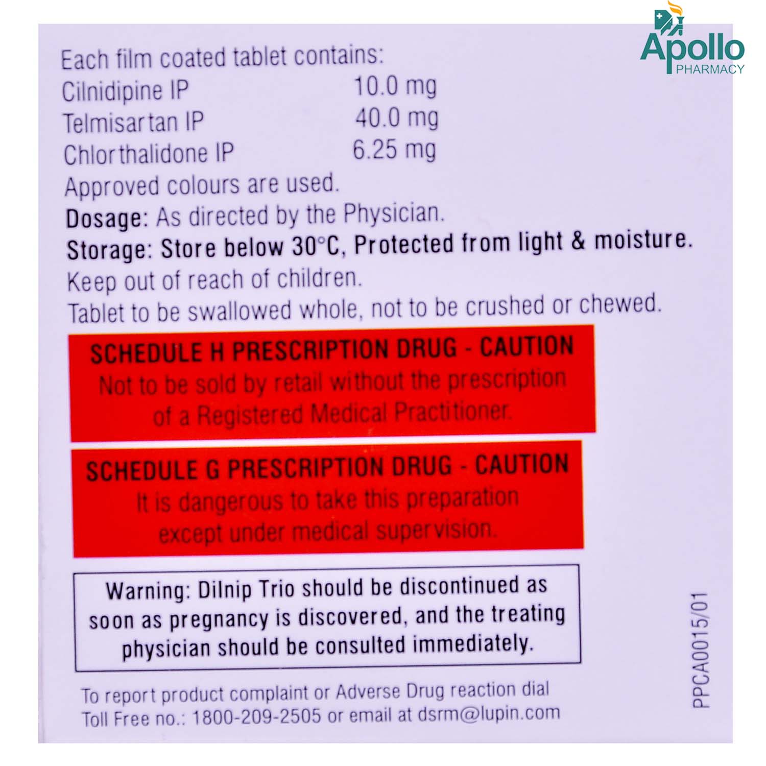 Dilnip Trio 6.25mg Tablet 10's, Pack of 10 TABLETS Dilnip Trio 6.25mg Tablet 10's, Pack of 10 TABLETS