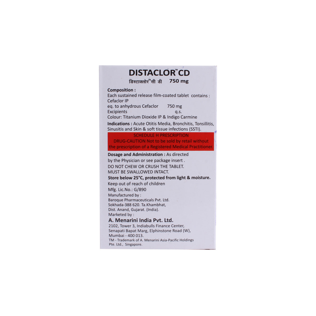 Distaclor CD 750 Tablet 6's, Pack of 6 TabletS Distaclor CD 750 Tablet 6's, Pack of 6 TabletS