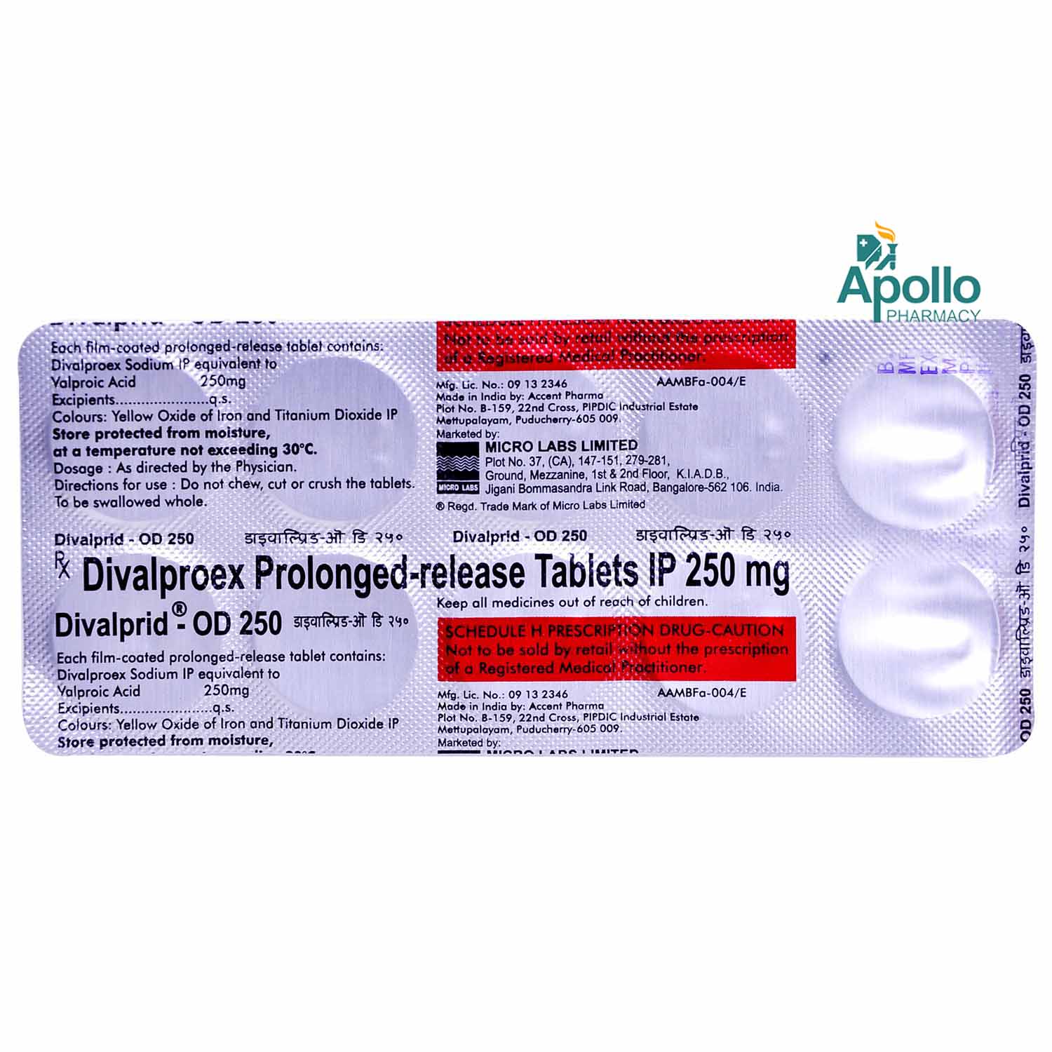 Divalprid OD 250 Tablet 10's, Pack of 10 TABLETS Divalprid OD 250 Tablet 10's, Pack of 10 TABLETS
