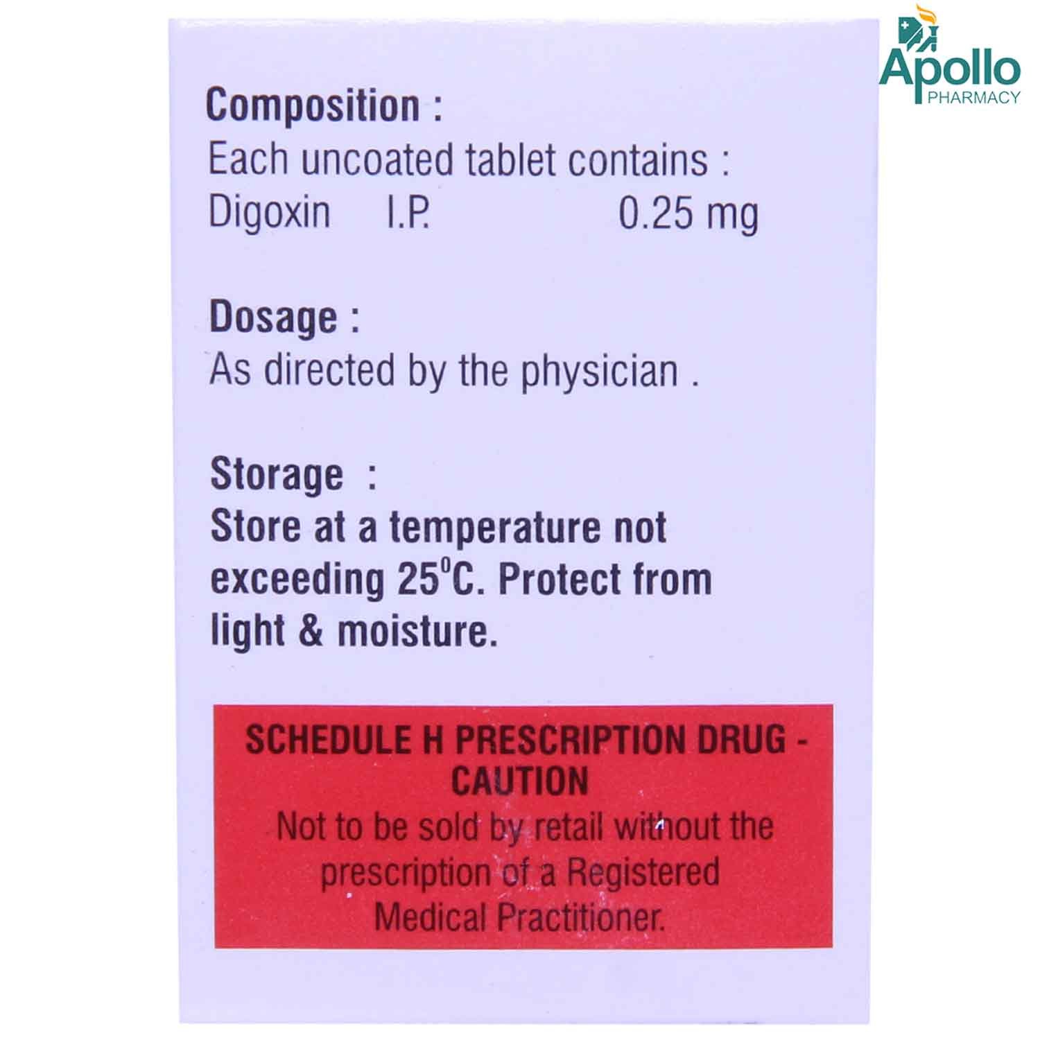 Dixin 0.25 mg Tablet 10's, Pack of 10 TABLETS Dixin 0.25 mg Tablet 10's, Pack of 10 TABLETS