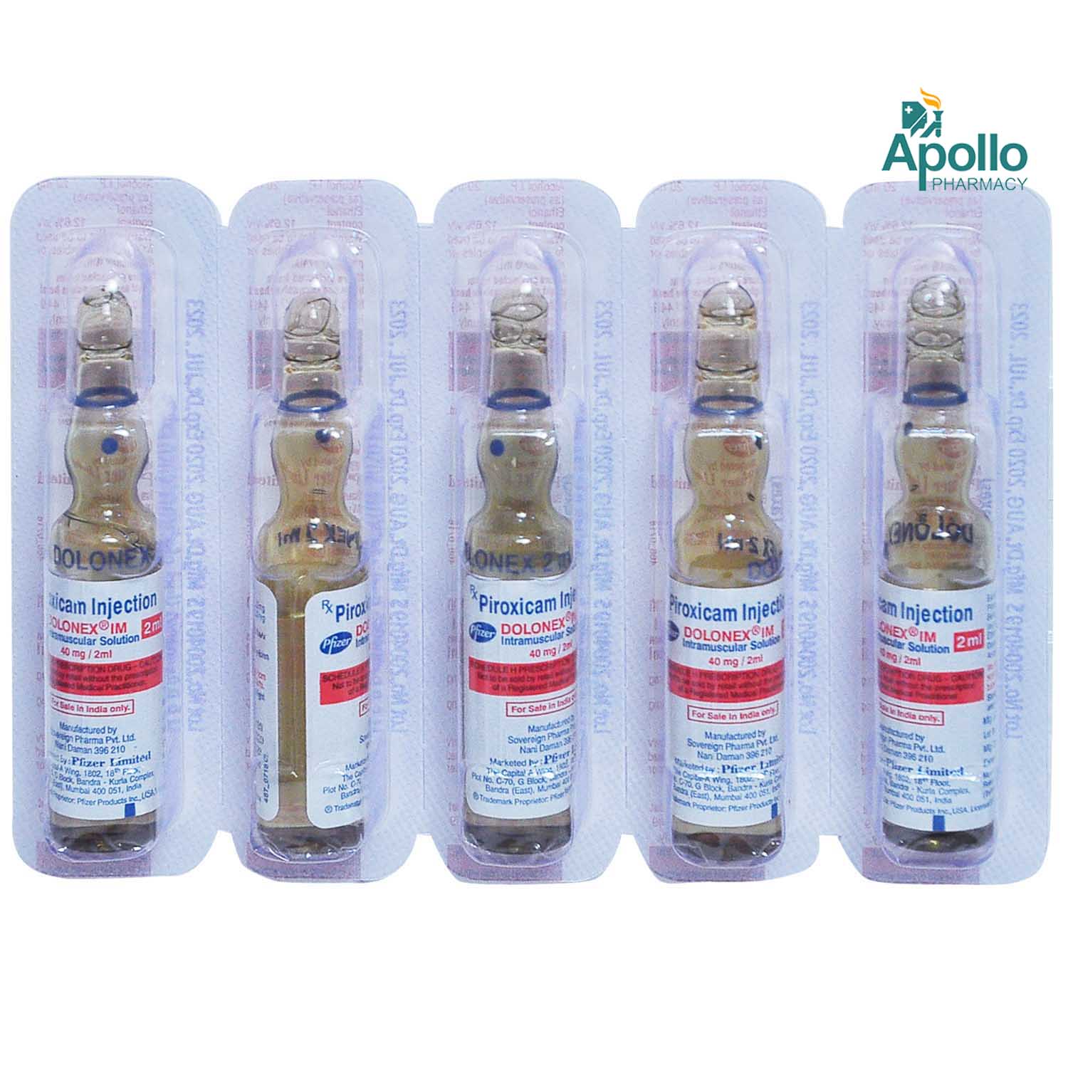 Dolonex 40 mg IM Injection 5 x 2 ml, Pack of 5 InjectionS Dolonex 40 mg IM Injection 5 x 2 ml, Pack of 5 InjectionS