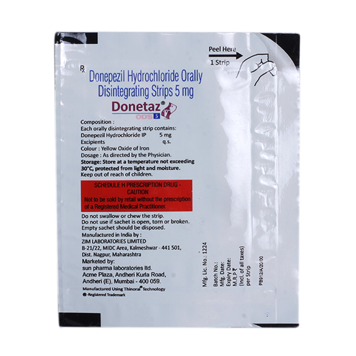 Donetaz Ods 5Mg Disintegrating Tablet 1's, Pack of 1 TABLET Donetaz Ods 5Mg Disintegrating Tablet 1's, Pack of 1 TABLET