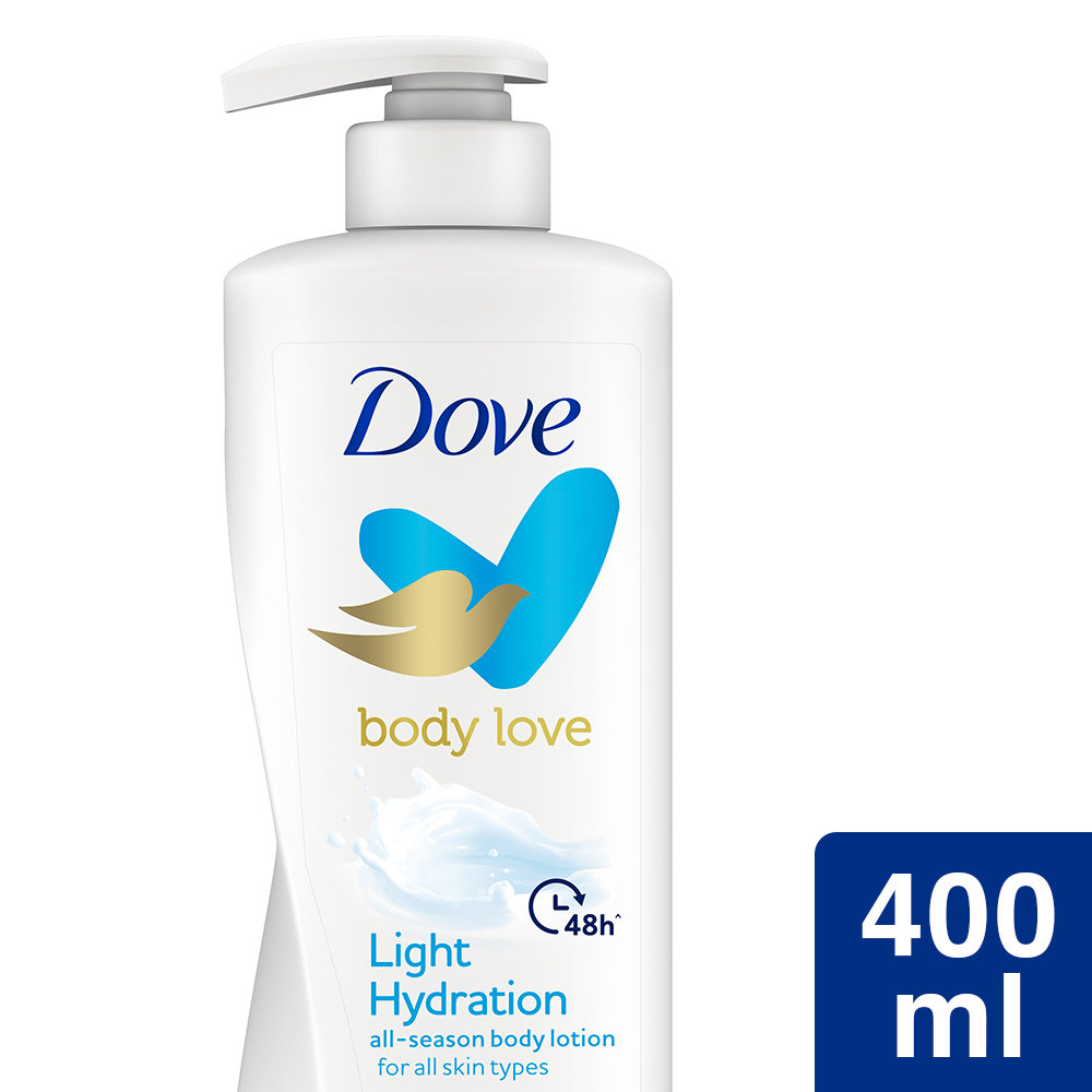 Dove Body Love Light Hydration Body Lotion 400 ml | With Nutri Duo | 48 Hr Long Lasting Hydration | Keep Skin Fresh & Hydrated | All Season Body Lotion | For All Skin Type, Pack of 1 Dove Body Love Light Hydration Body Lotion 400 ml | With Nutri Duo | 48 Hr Long Lasting Hydration | Keep Skin Fresh & Hydrated | All Season Body Lotion | For All Skin Type, Pack of 1