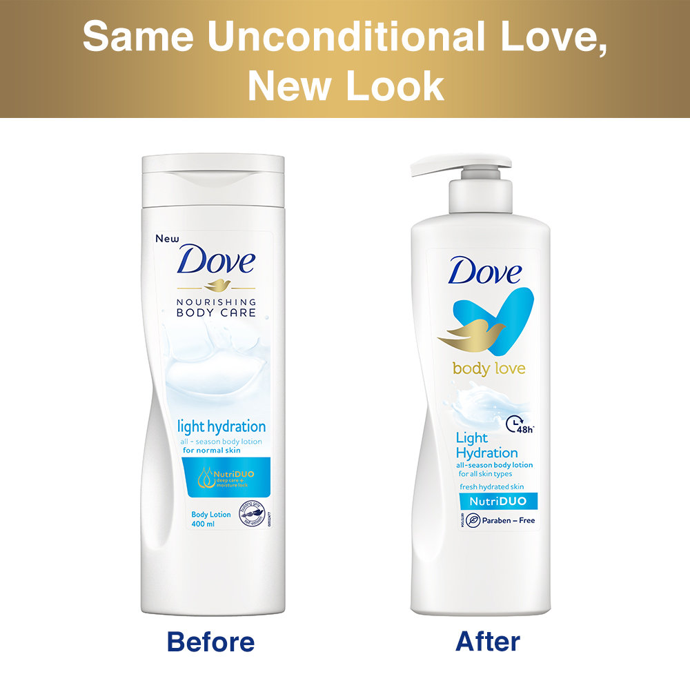 Dove Body Love Light Hydration Body Lotion 400 ml | With Nutri Duo | 48 Hr Long Lasting Hydration | Keep Skin Fresh & Hydrated | All Season Body Lotion | For All Skin Type, Pack of 1 Dove Body Love Light Hydration Body Lotion 400 ml | With Nutri Duo | 48 Hr Long Lasting Hydration | Keep Skin Fresh & Hydrated | All Season Body Lotion | For All Skin Type, Pack of 1