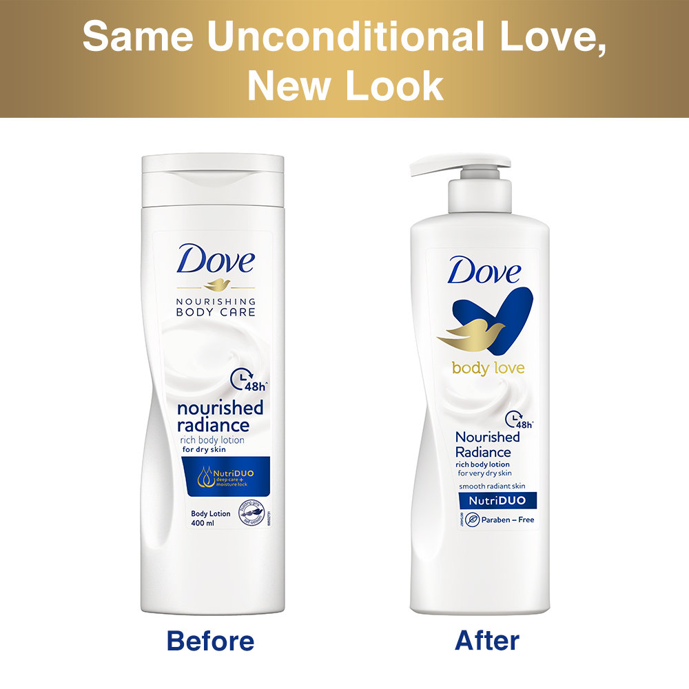 Dove Body Love Nourished Radiance Body Lotion 400 ml | With Plant Based Moisturizers | With Nutri Duo | 48 Hr Long Lasting Hydration | Gives Smooth Radiant Skin | For Very Dry Skin, Pack of 1 Dove Body Love Nourished Radiance Body Lotion 400 ml | With Plant Based Moisturizers | With Nutri Duo | 48 Hr Long Lasting Hydration | Gives Smooth Radiant Skin | For Very Dry Skin, Pack of 1