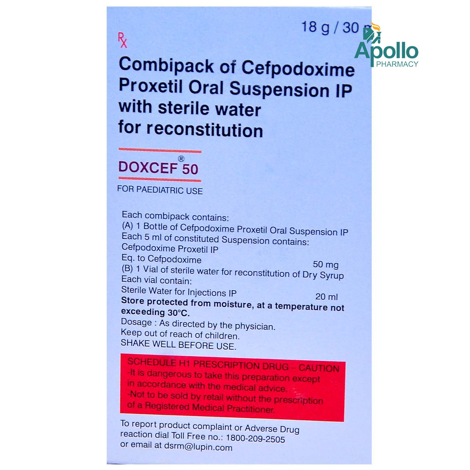 Doxcef 50 mg Syrup 30 ml, Pack of 1 Syrup Doxcef 50 mg Syrup 30 ml, Pack of 1 Syrup
