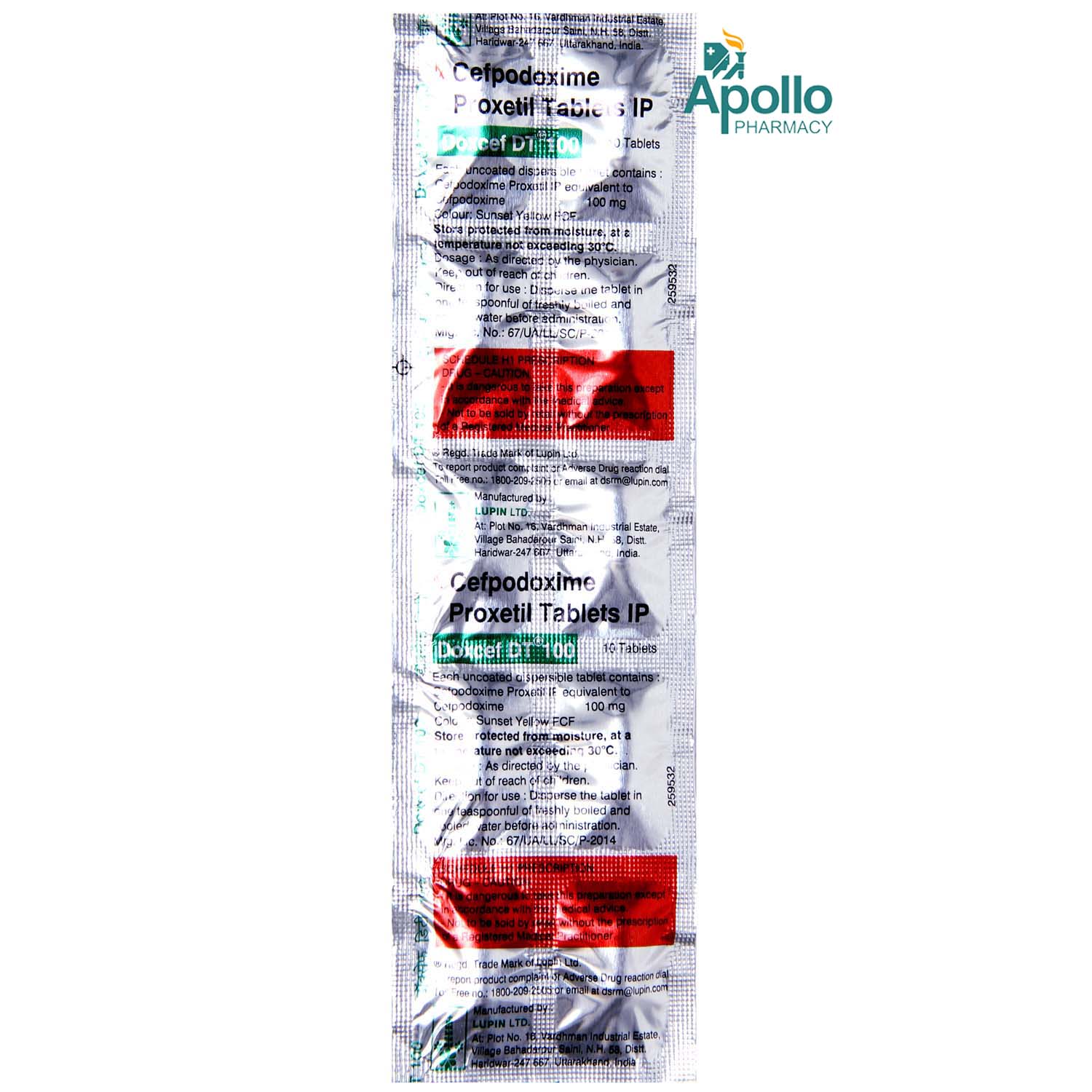 Doxcef DT 100 mg Tablet 10's, Pack of 10 TabletS Doxcef DT 100 mg Tablet 10's, Pack of 10 TabletS