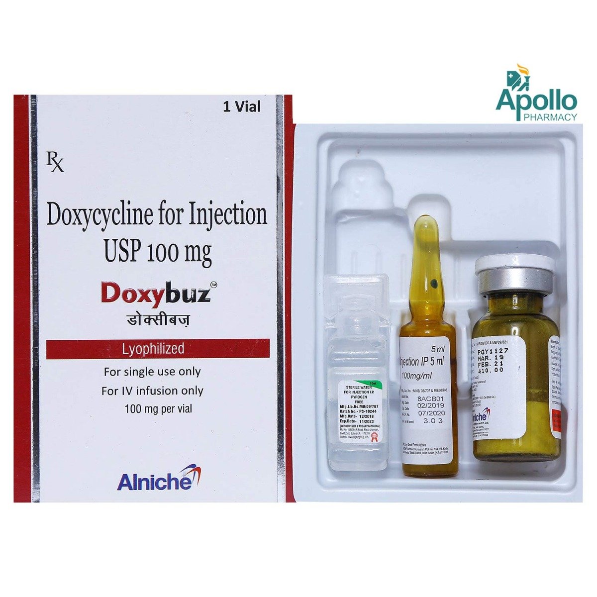 Doxybuz 100 mg Injection 1's, Pack of 1 INJECTION Doxybuz 100 mg Injection 1's, Pack of 1 INJECTION
